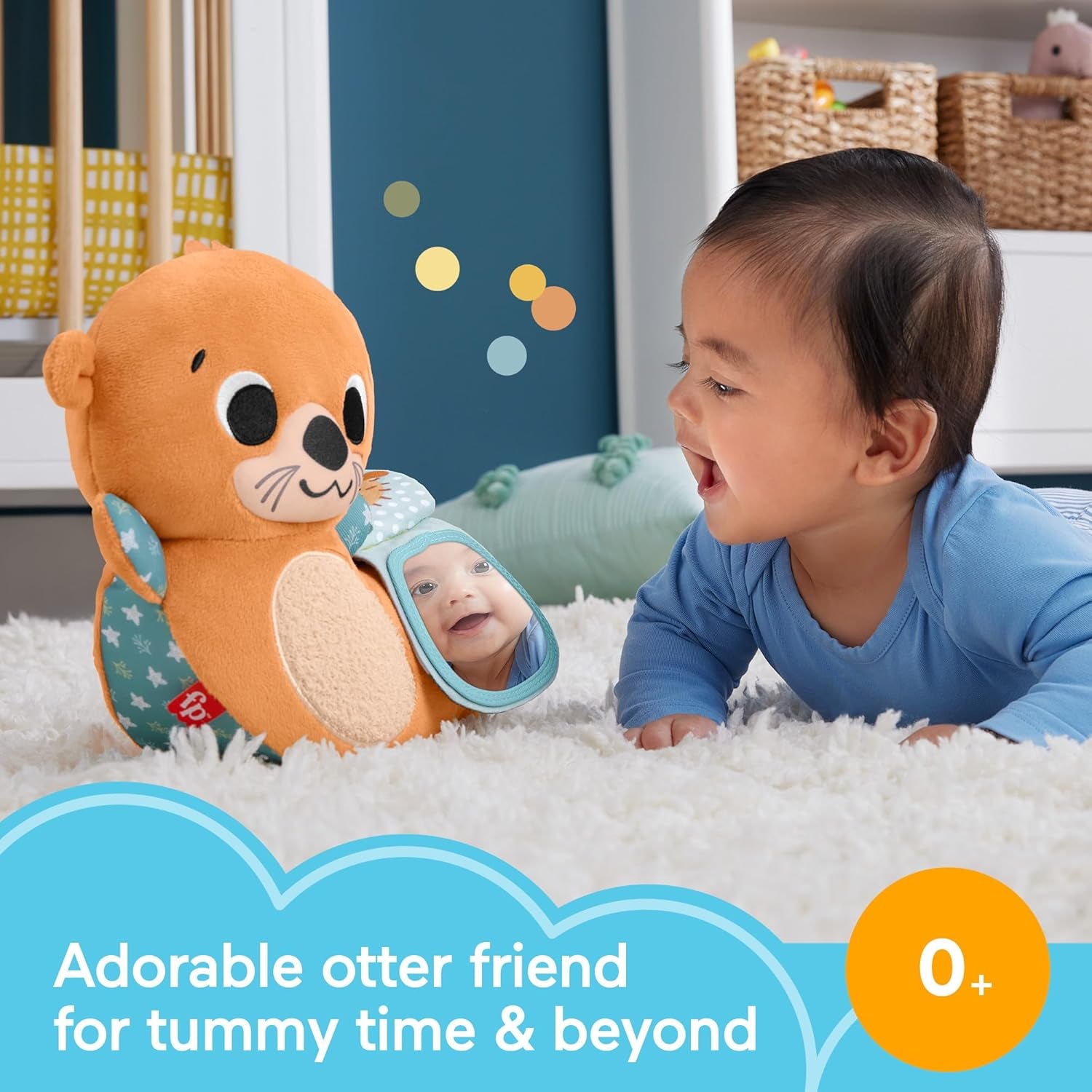 Fisher Price 2-In-1 Rockin’ Tummy Time Otter, Plush Baby Sensory Toy For Tummy Time