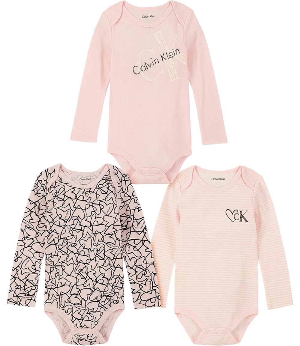 Calvin Klein Girls 0-9 Months 3-Pack Long Sleeve Bodysuit