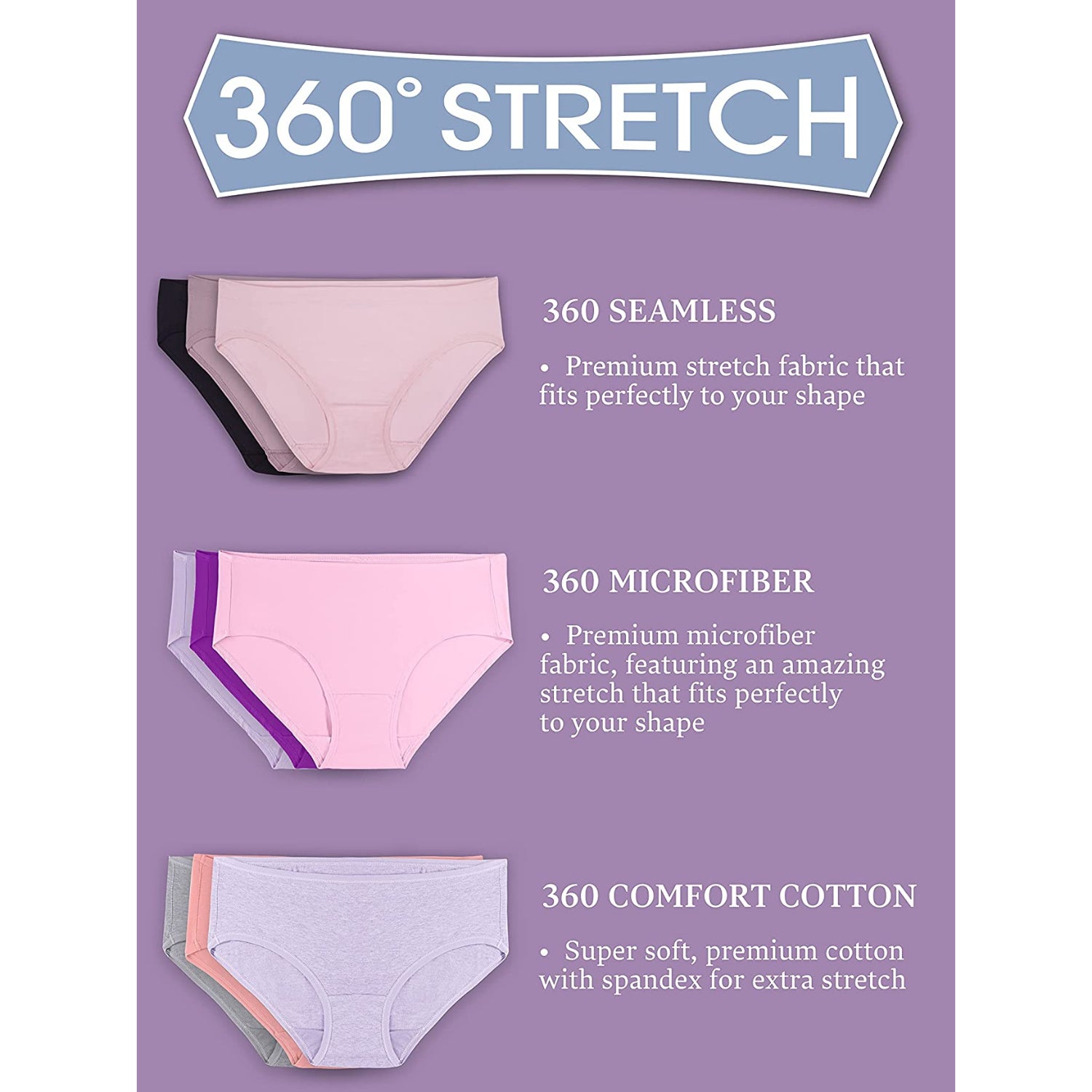 Fruit of the Loom Women Seamless Low Rise Briefs, 6-Pack