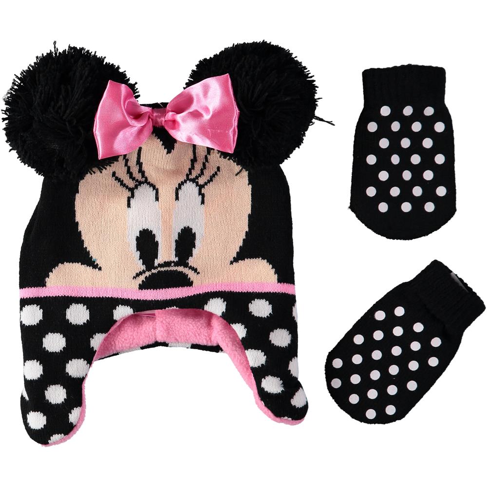 Disney Girls 12-24 Months Minnie Mouse Face Hat Mitten Set