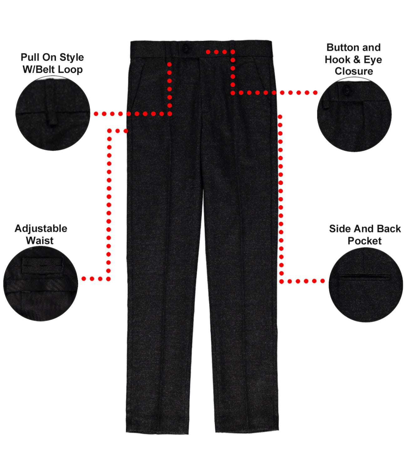 Leo & Zachary Boys 8-16 Adjustable Waist Slim Fit Fashion Wool Dress Pant