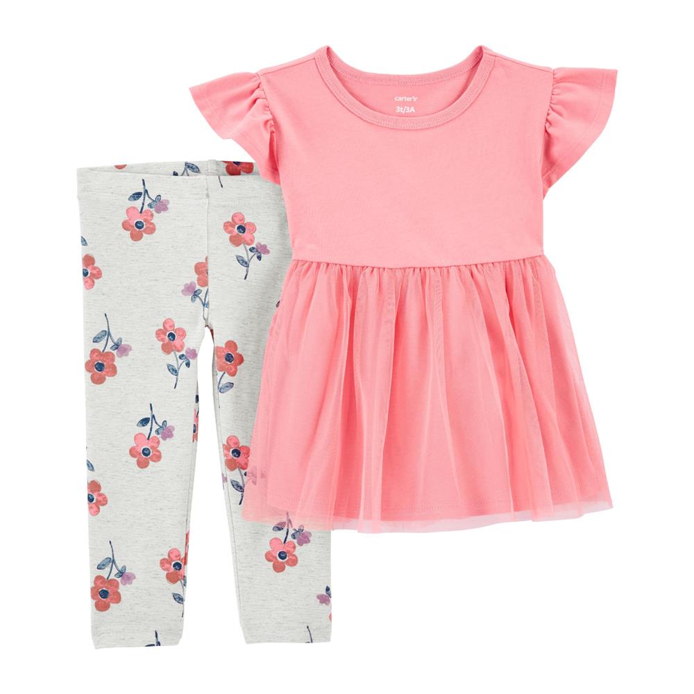 Carters Girls 2T-5T 2-Piece Tulle Peplum Top & Legging Set