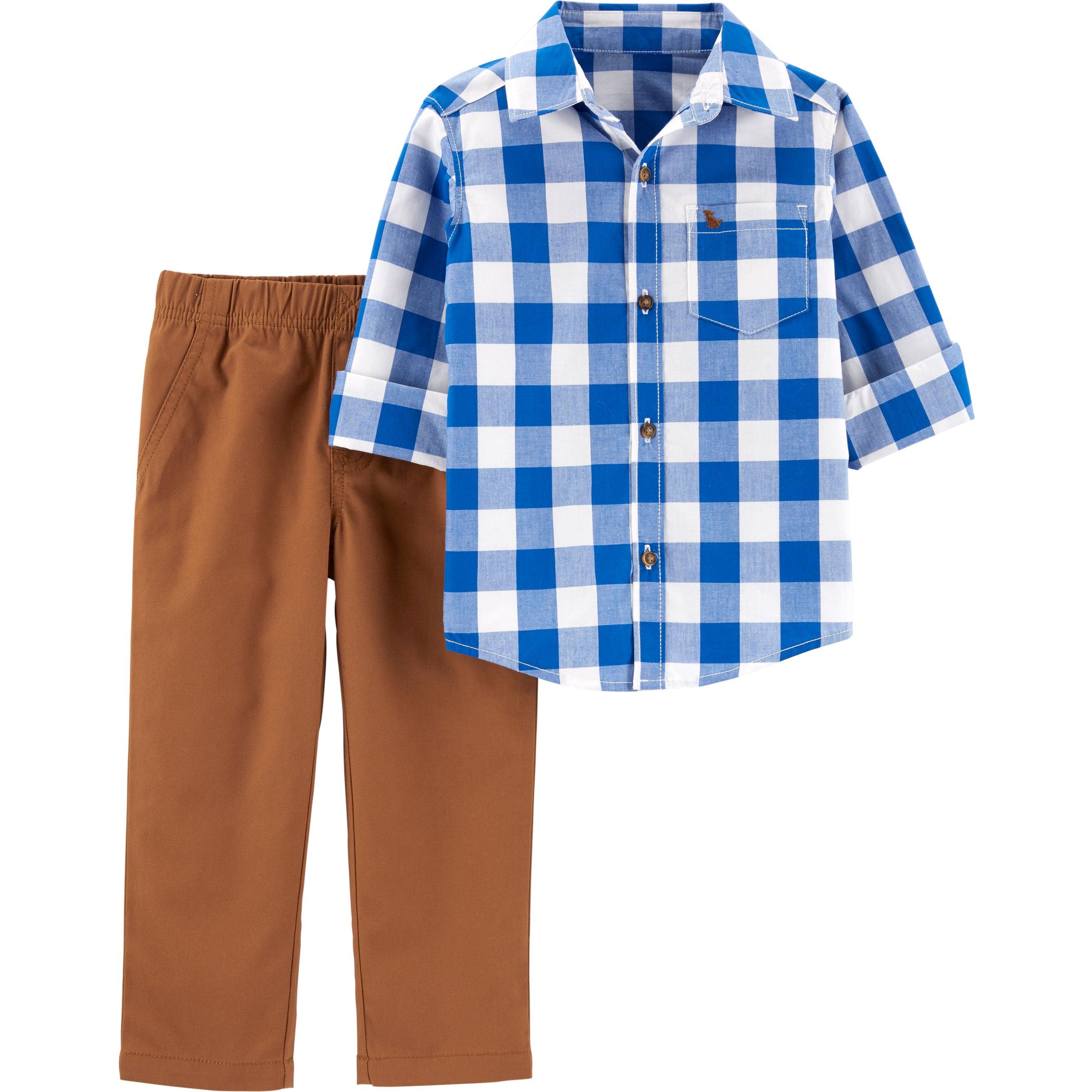 Carters Boys 0-24 Months Plaid Woven Pant Set