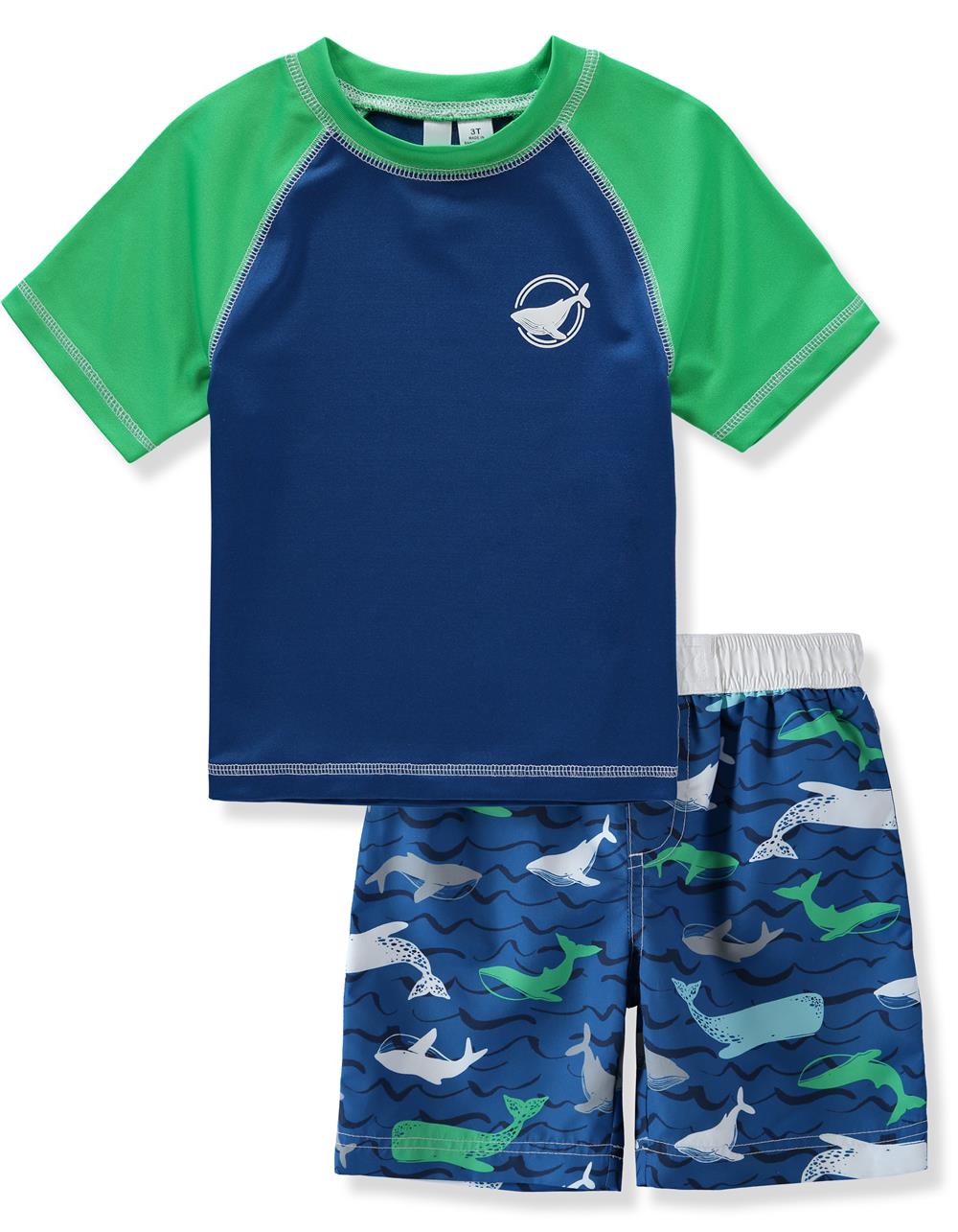 KIMU Boys 2T-4T Whale 2-Piece Rashguard Set