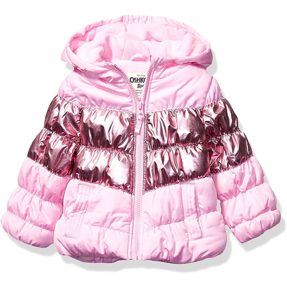 Osh Kosh Girls 4-6X Metallic Chevron Puffer Jacket