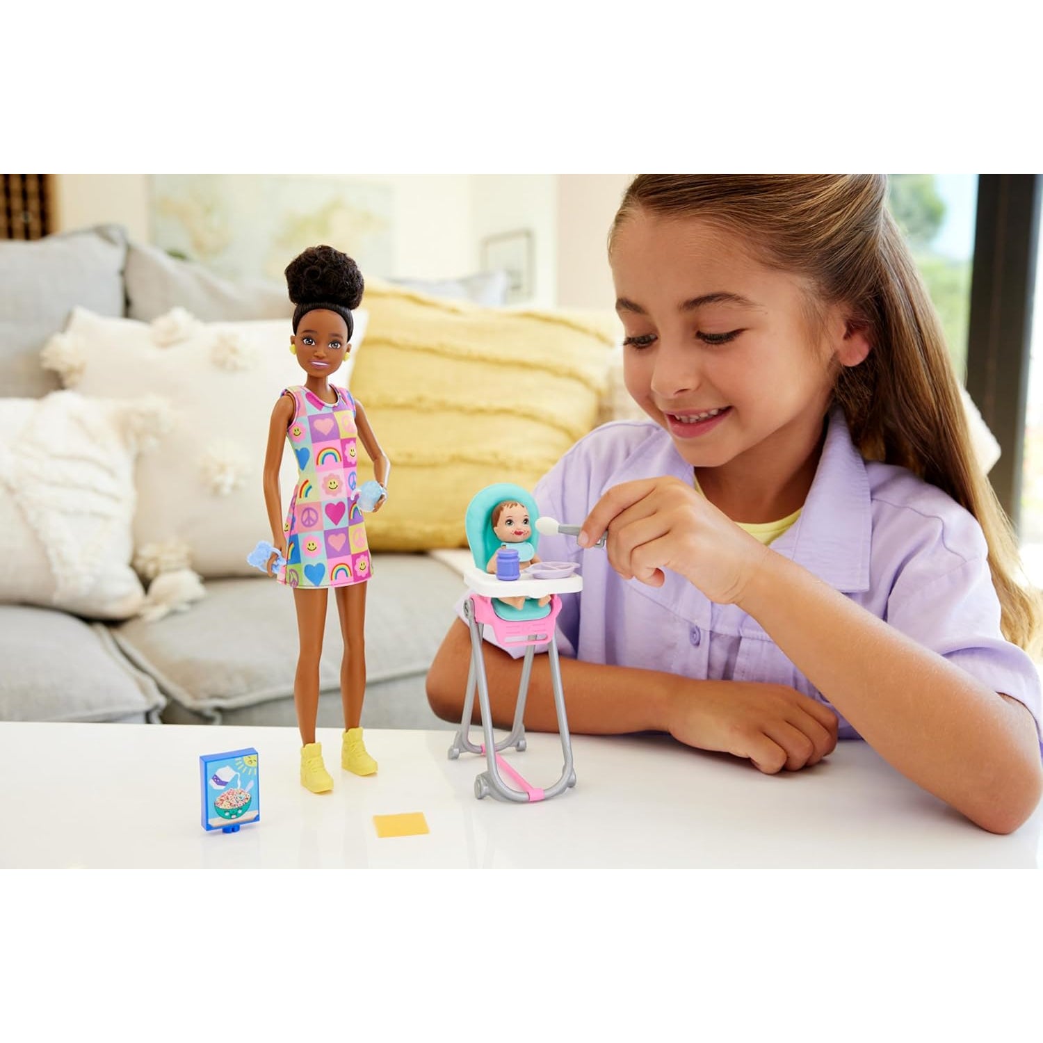 Mattel Barbie Skipper Doll & Playset with Accessories, Babysitting Set Themed to Mealtime