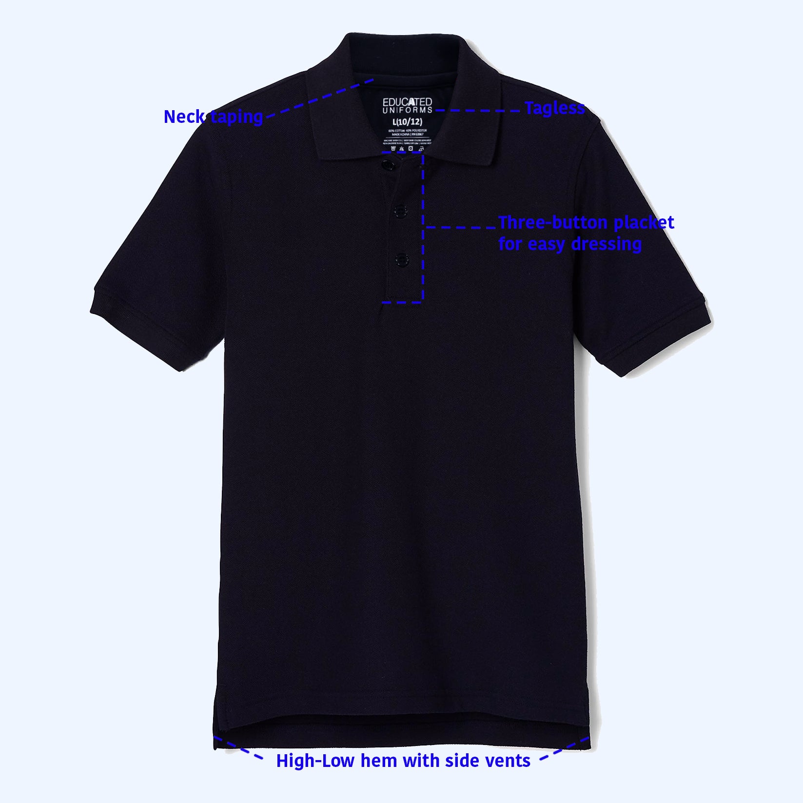 Educated Uniforms Boys 4-20 Short Sleeve Pique Polo Shirt