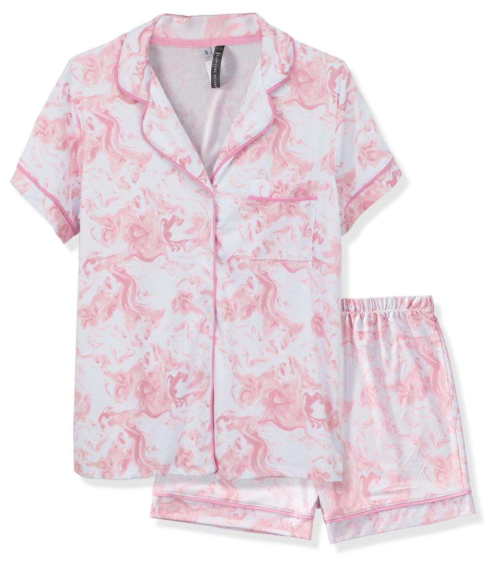 Jaclyn Intimates Short Sleeve Notch Collar Pajama Set