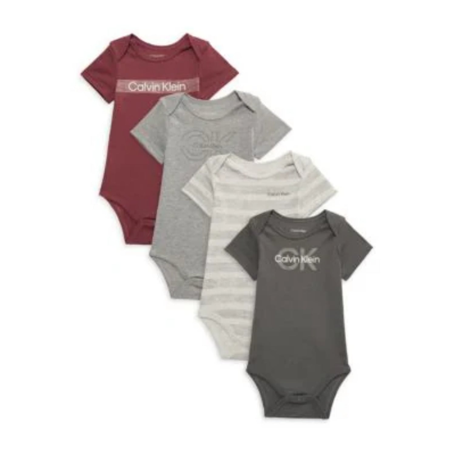 Calvin Klein Baby Boys 4-Pack Short Sleeve Logo Bodysuits