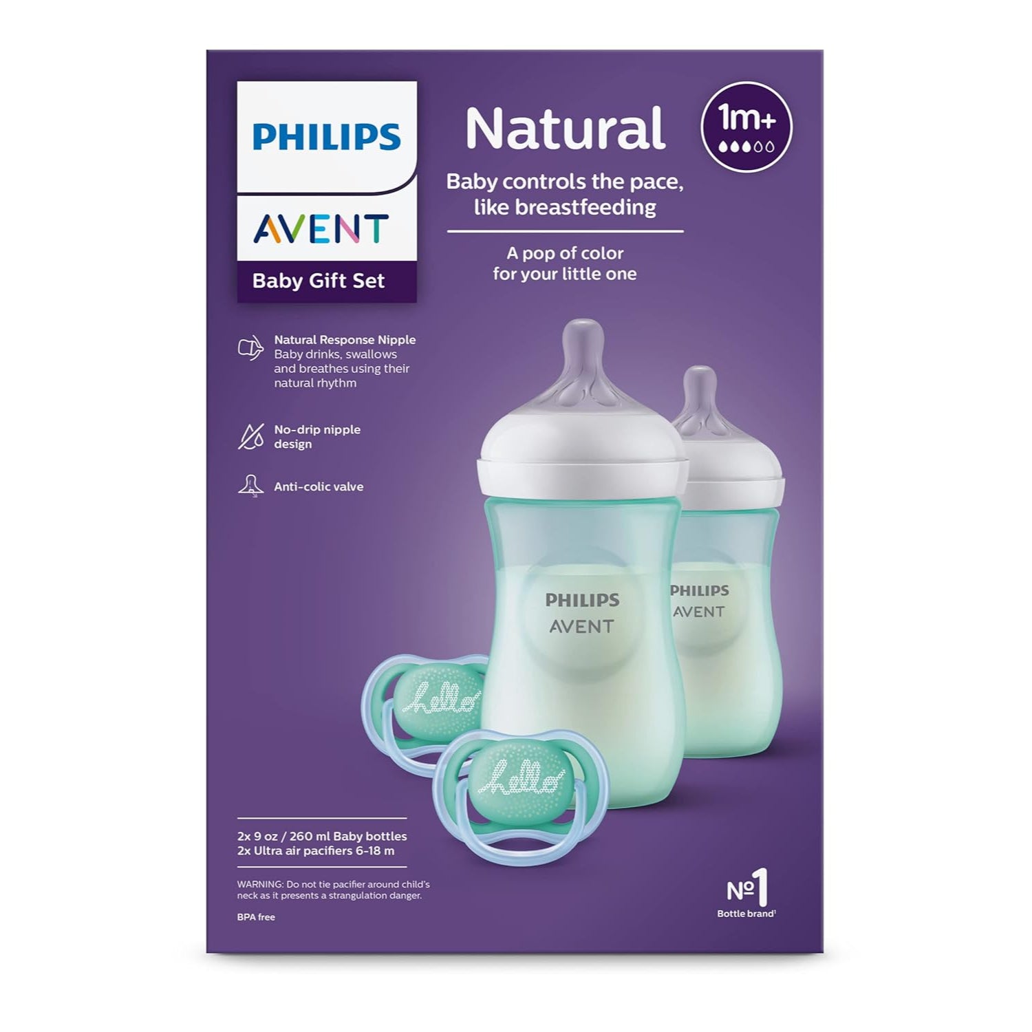 Philips AVENT Natural Baby Bottle with Natural Response Nipple, Teal Baby Gift Set