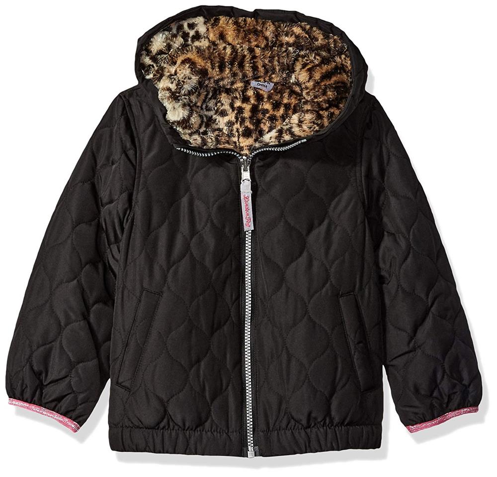 London Fog Girls' Reversible Quilted Midweight Jacket