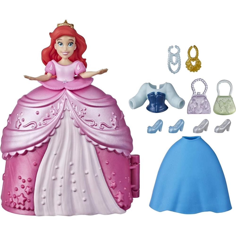 Hasbro Disney Princess Secret Styles Fashion Surprise Ariel, Mini Doll Playset with Extra Clothes an