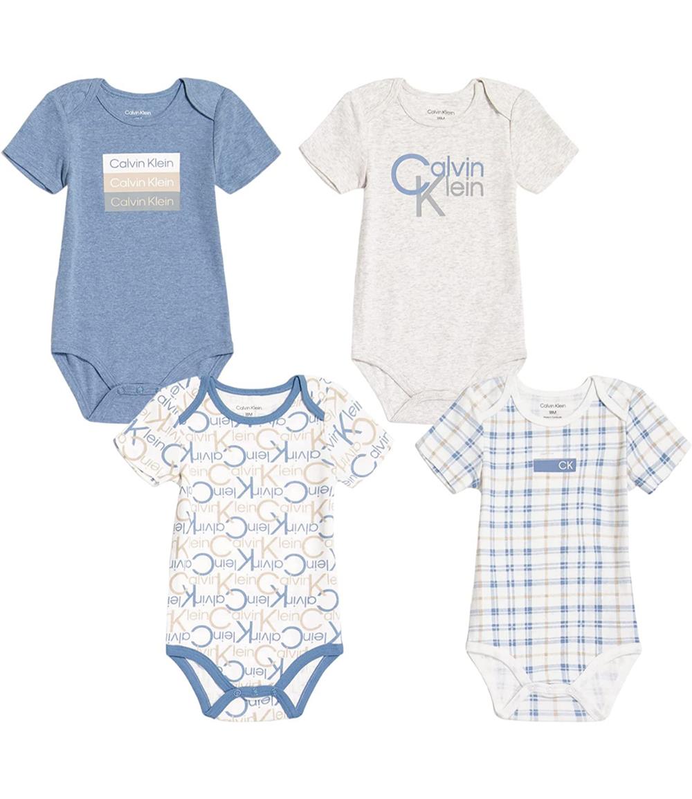 Calvin Klein Boys 0-24 Months Short Sleeve 4-Pack Bodysuit