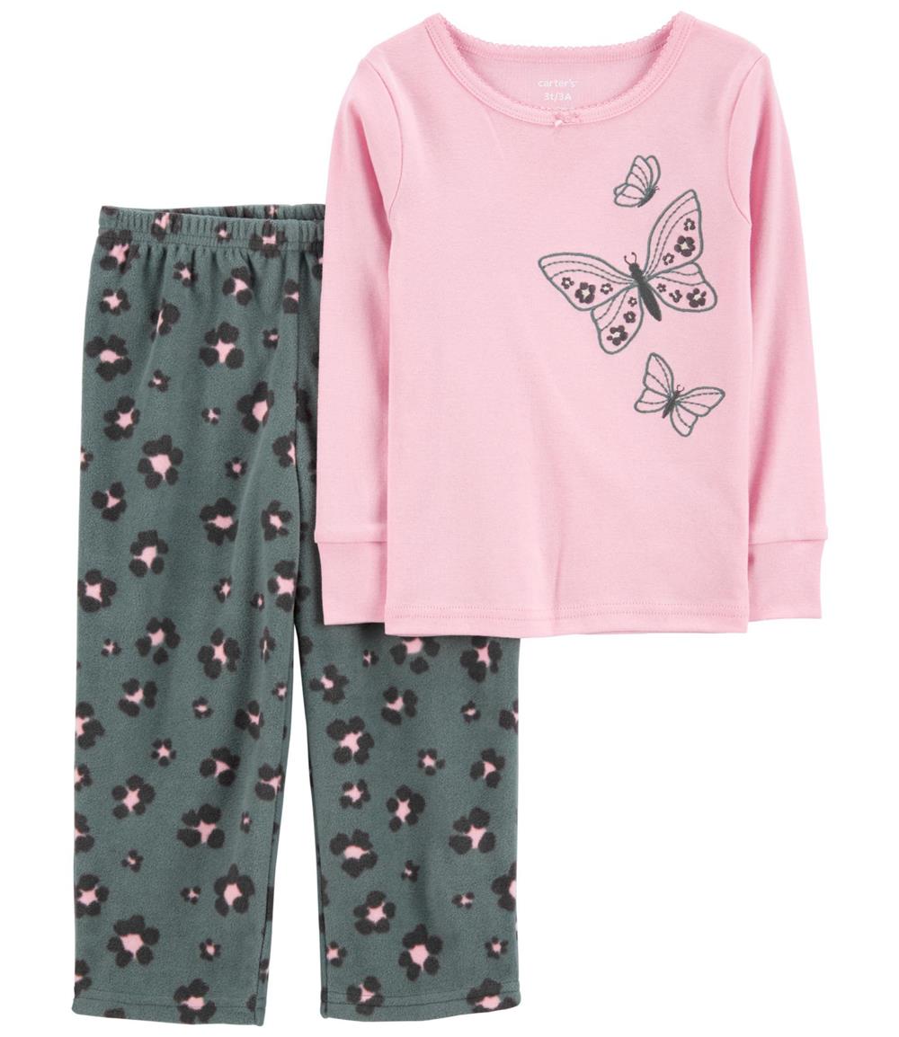 Carters Girls 2T-4T 2-Piece Cotton & Fleece PJs