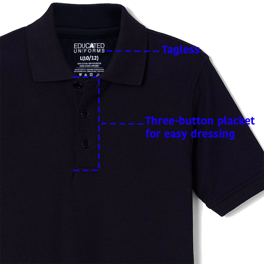 Educated Uniforms Boys 2T-4T Short Sleeve Pique Polo Shirt