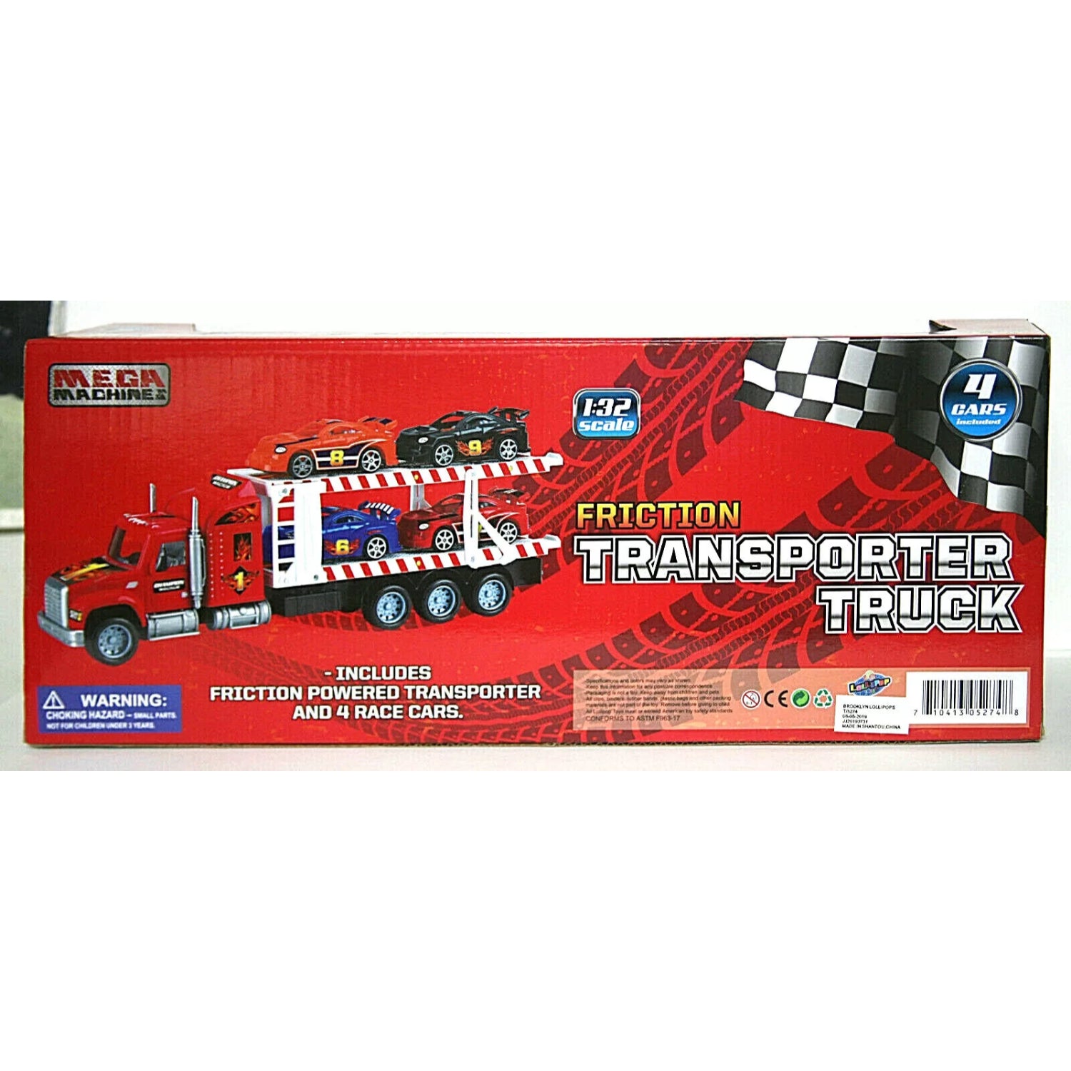 Mega Machines 1:32 Friction Powered Mega Transporter Truck - Colors May Vary