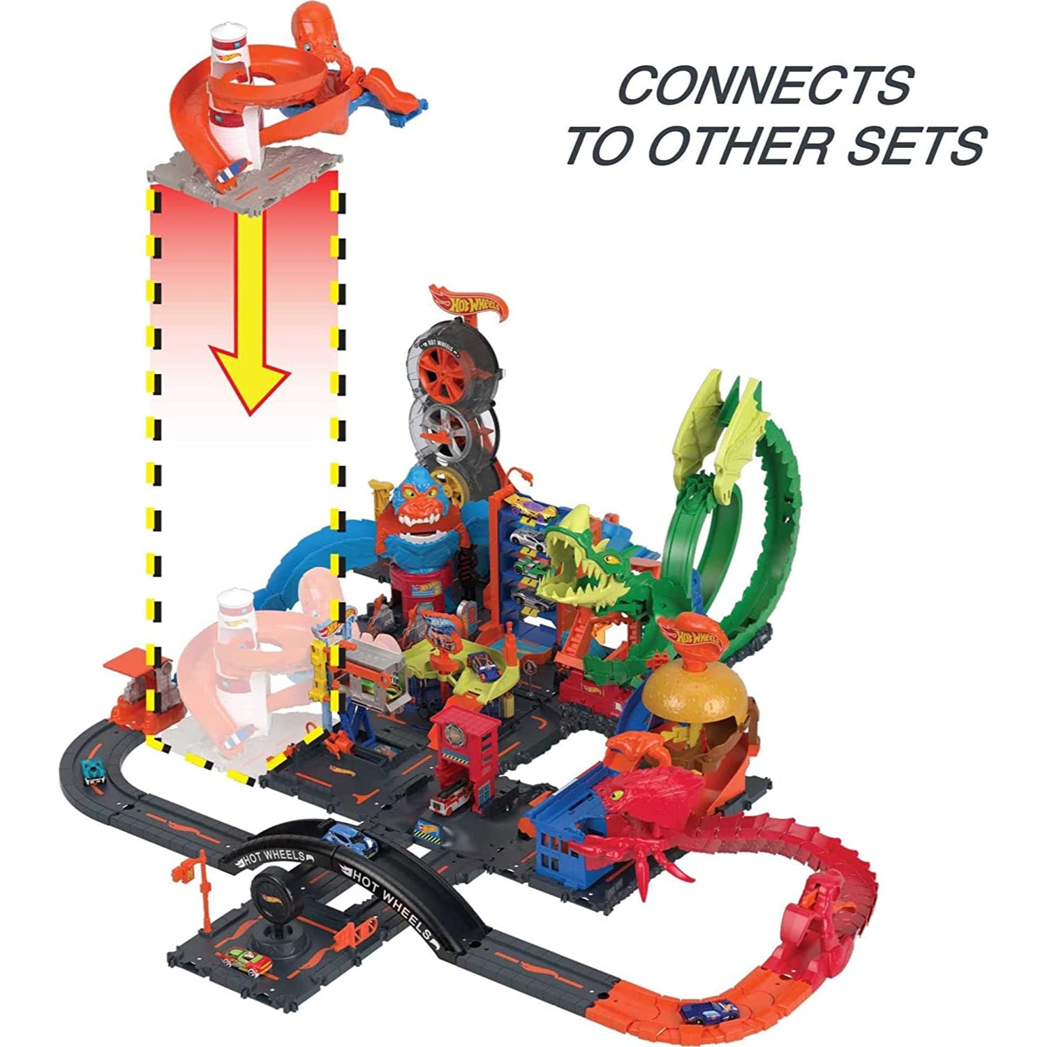 Hot Wheels Toy Car Track Set City Octopus Invasion Attack Playset