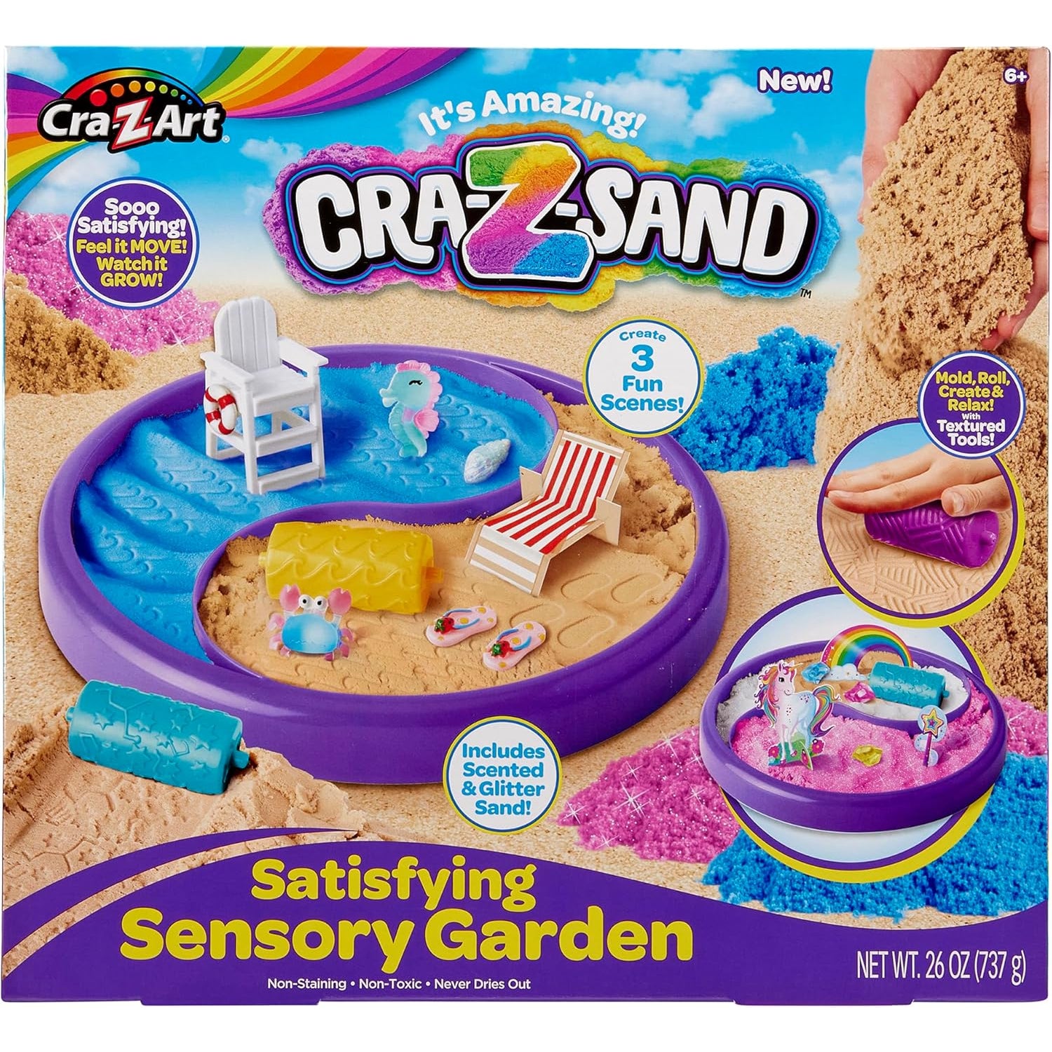 Cra Z Art ''It's Amazing'' Cra-Z-Sand Satisfying Sensory Garden including 3 Fun Scenes