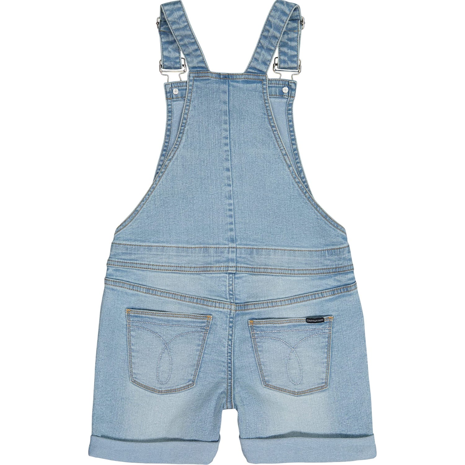 Calvin Klein Girls 7-16 Cuffed Stretch Denim Shortall