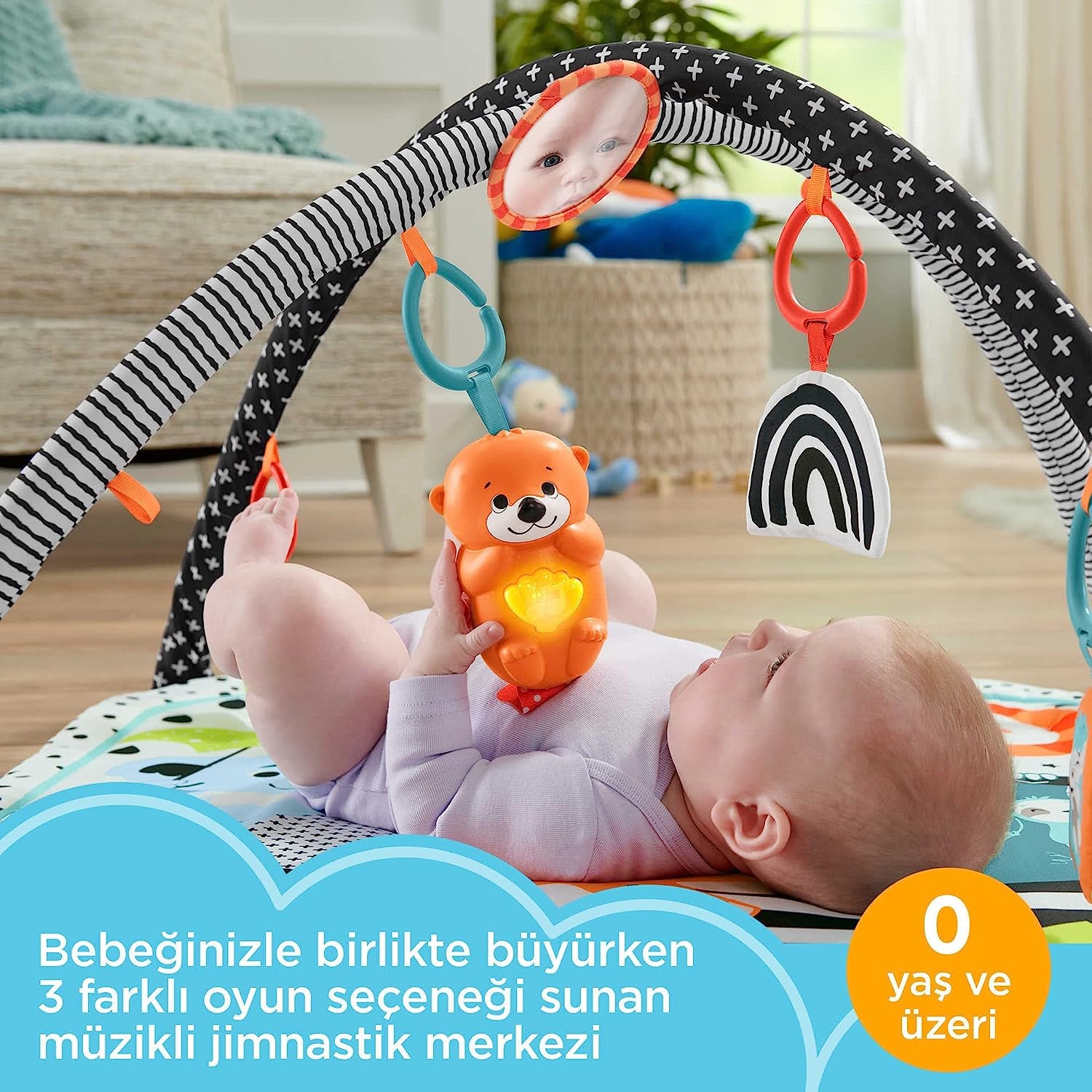 Fisher-Price 3-In-1 Music Glow And Grow Gym Infant Playmat With Lights & Removable Toys