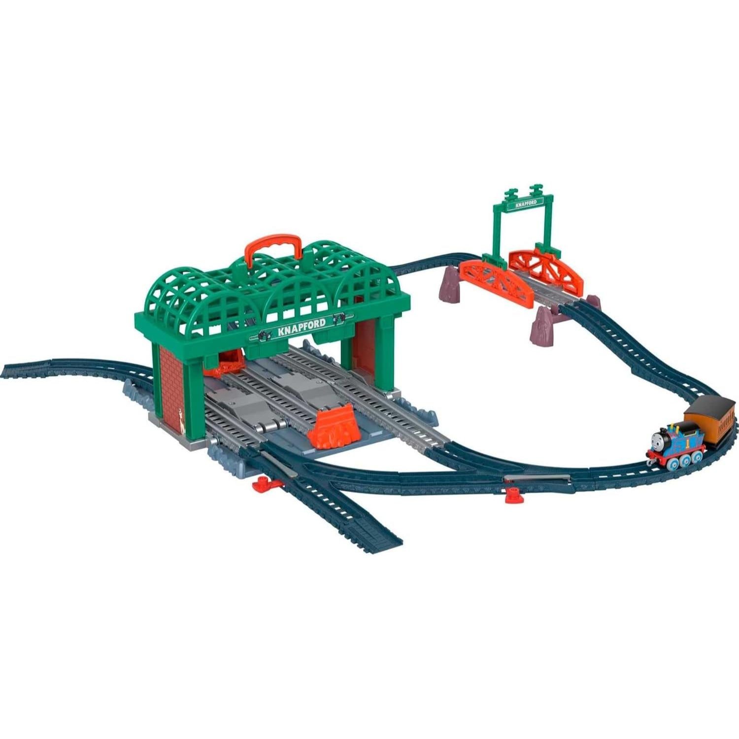 Fisher Price Thomas & Friends Knapford Station Track & Diecast Train Set, 2-In-1 Playset & Storage Case