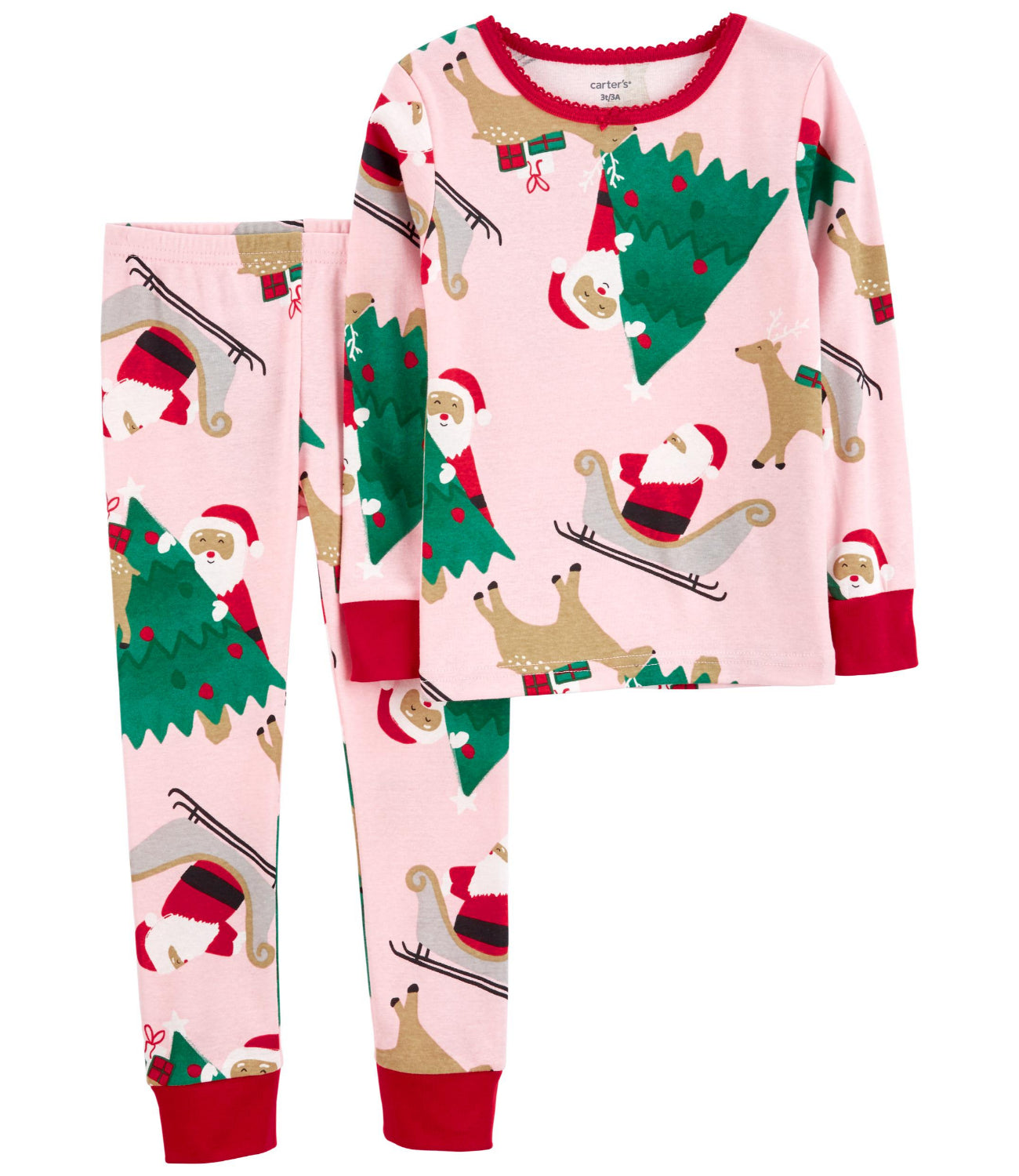 Carters Girls 4-12 2-Piece Christmas 100% Snug Fit Cotton PJ Set