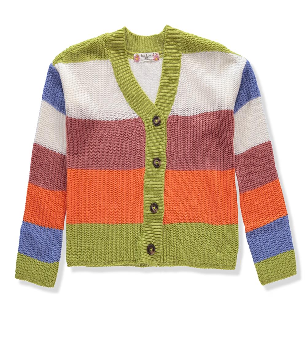 Jolie & Joy Girls 7-16 Colorblock Button Down Cardigan