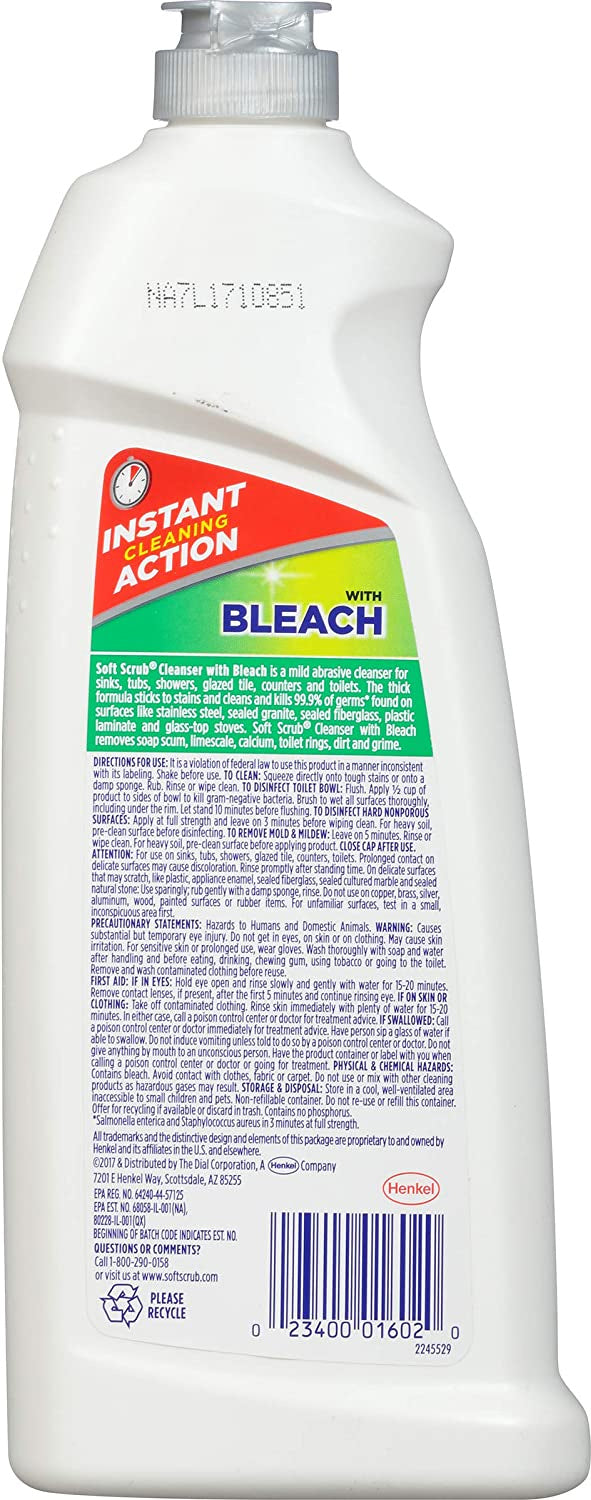 Soft Scrub Cleanser with Bleach Surface Cleaner, Kills 99.9% of Germs, 24 Fluid Ounces