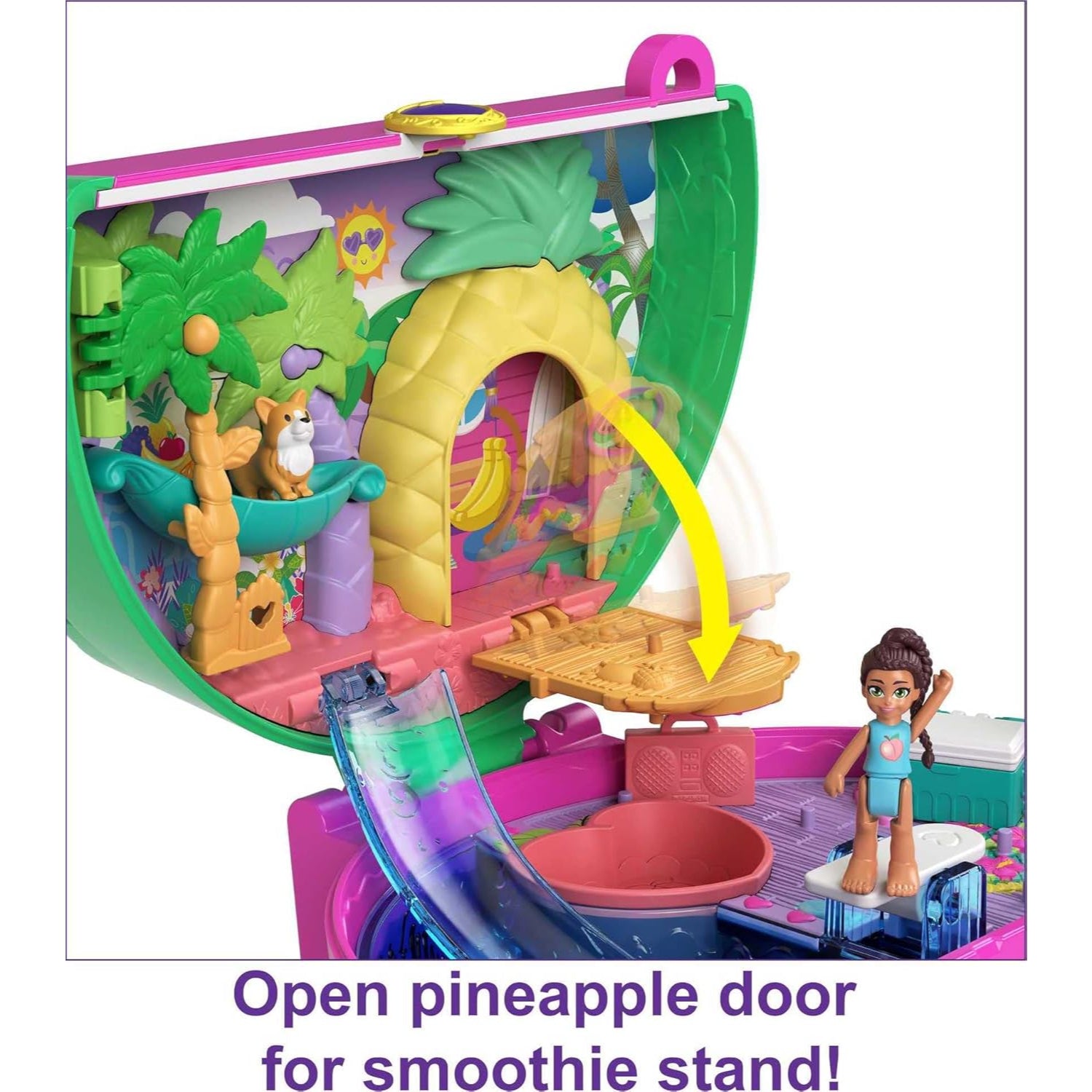 Mattel Polly Pocket Compact Playset, Scented Watermelon Pool Party with 2 Micro Dolls & Accessories