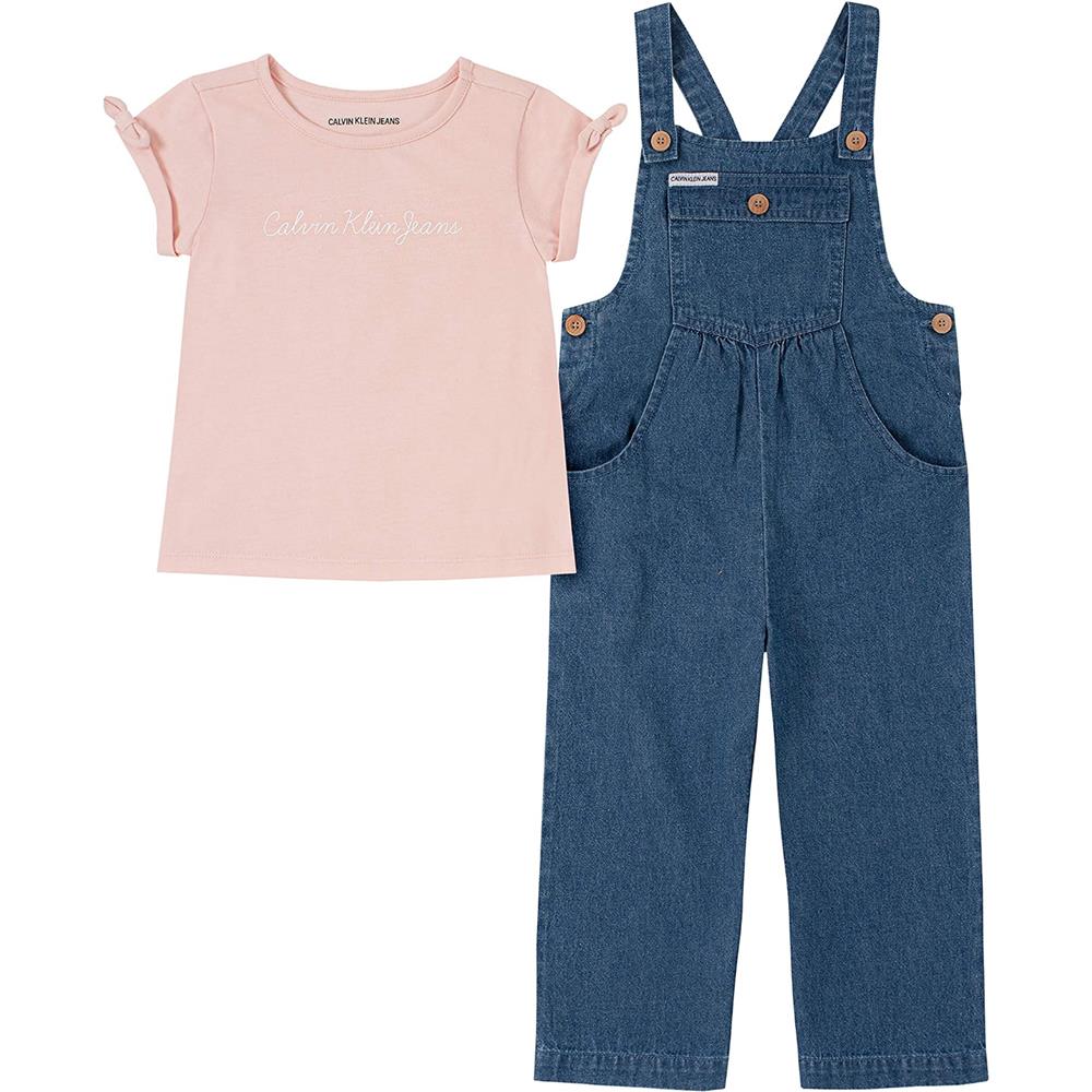 Calvin Klein Girls 2T-4T 2 Piece Overall Set