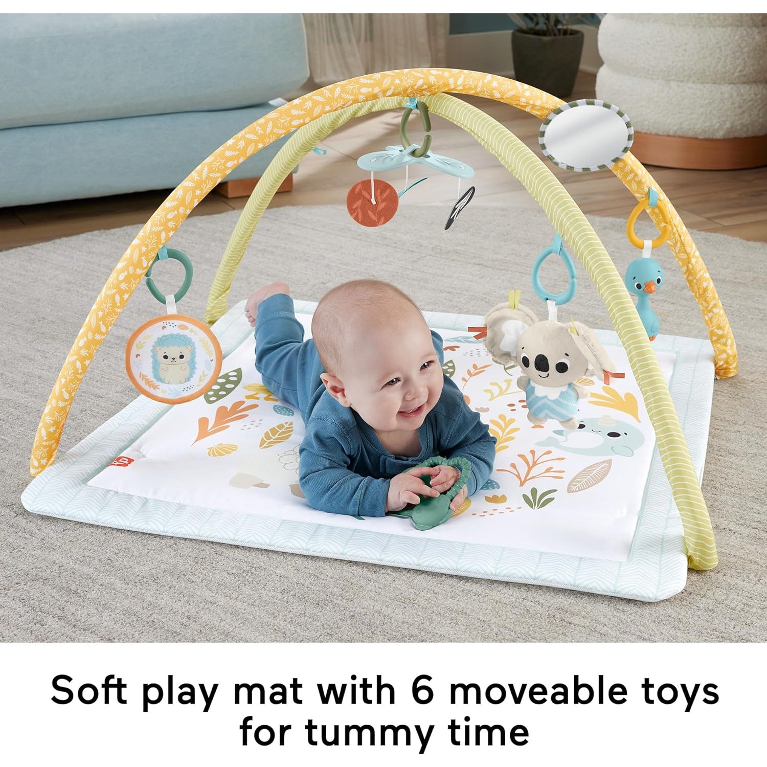 Fisher Price Simply Senses Newborn Gym Baby Activity Mat With 6 Sensory Toys