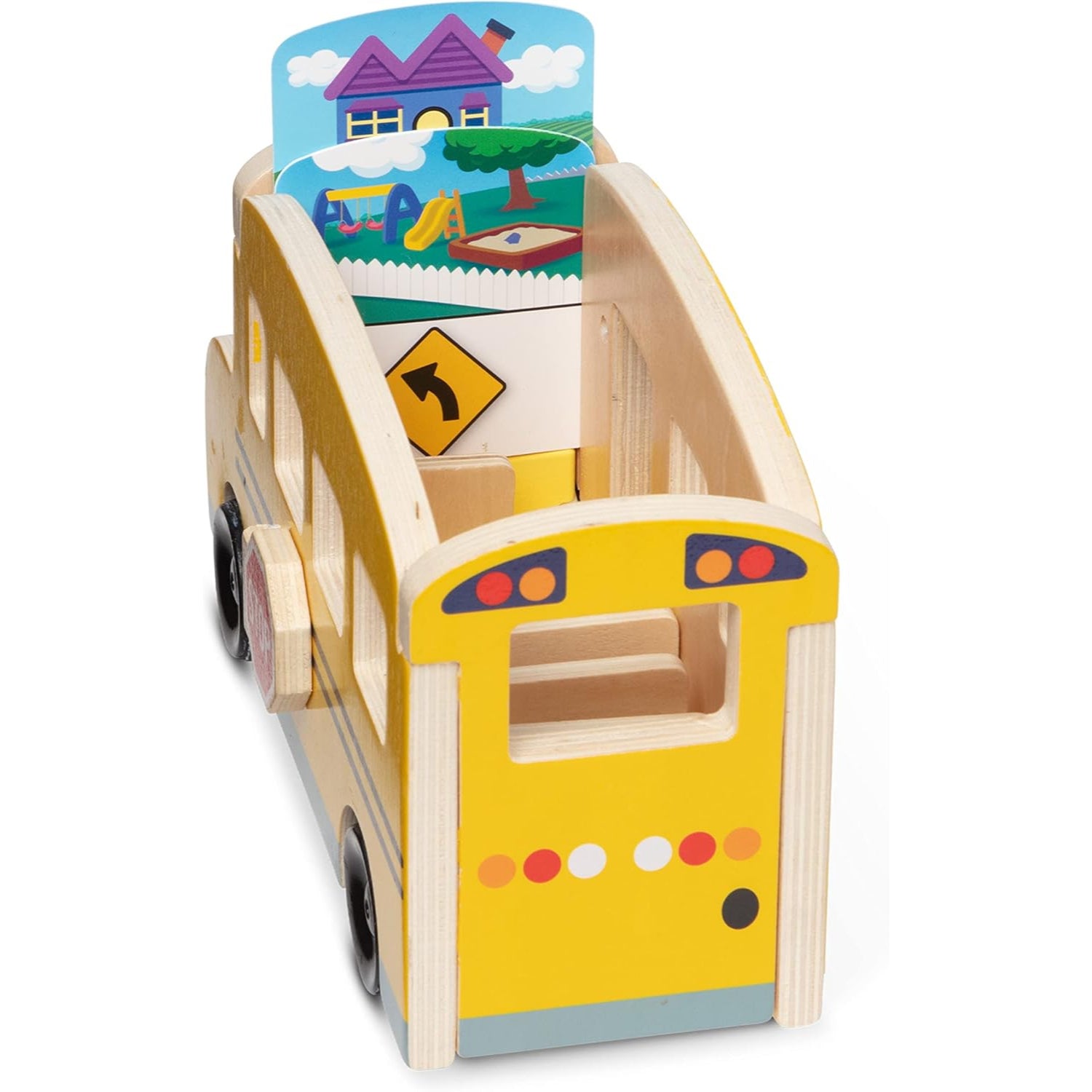 Melissa and Doug Blue's Clues & You! Wooden Pull-Back School Bus (9 Pieces)