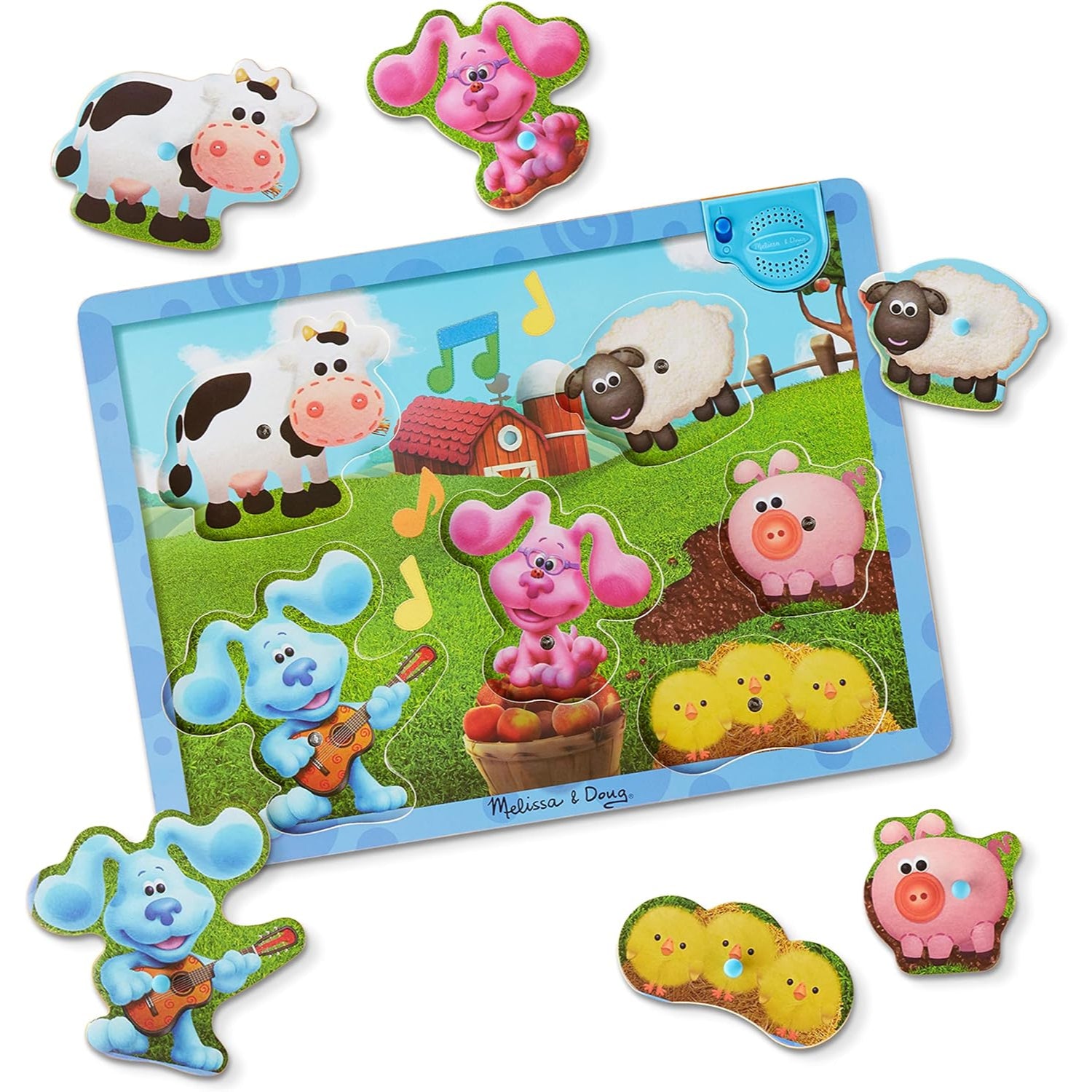 Melissa and Doug Blue's Clues & You! Wooden Sound Puzzle - Musical Farm (6 Pieces)