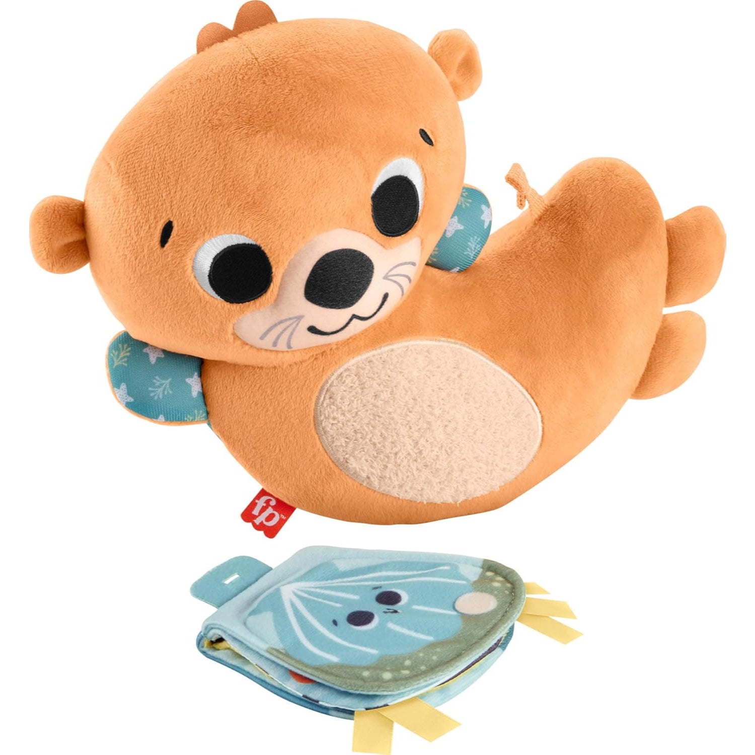 Fisher Price 2-In-1 Rockin’ Tummy Time Otter, Plush Baby Sensory Toy For Tummy Time