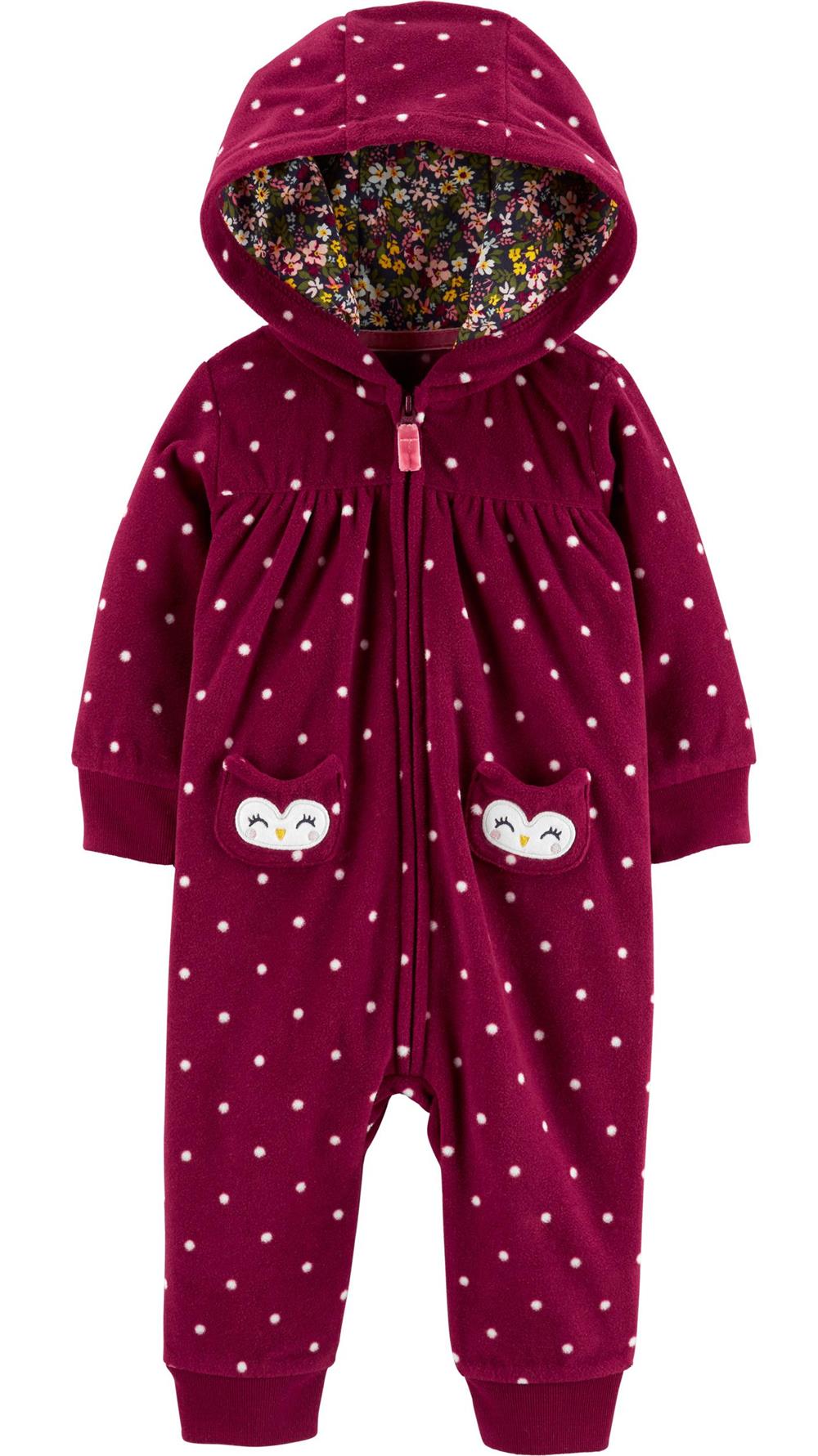 Carters Girls 0-24 Months Owl Hood Jumpsuit