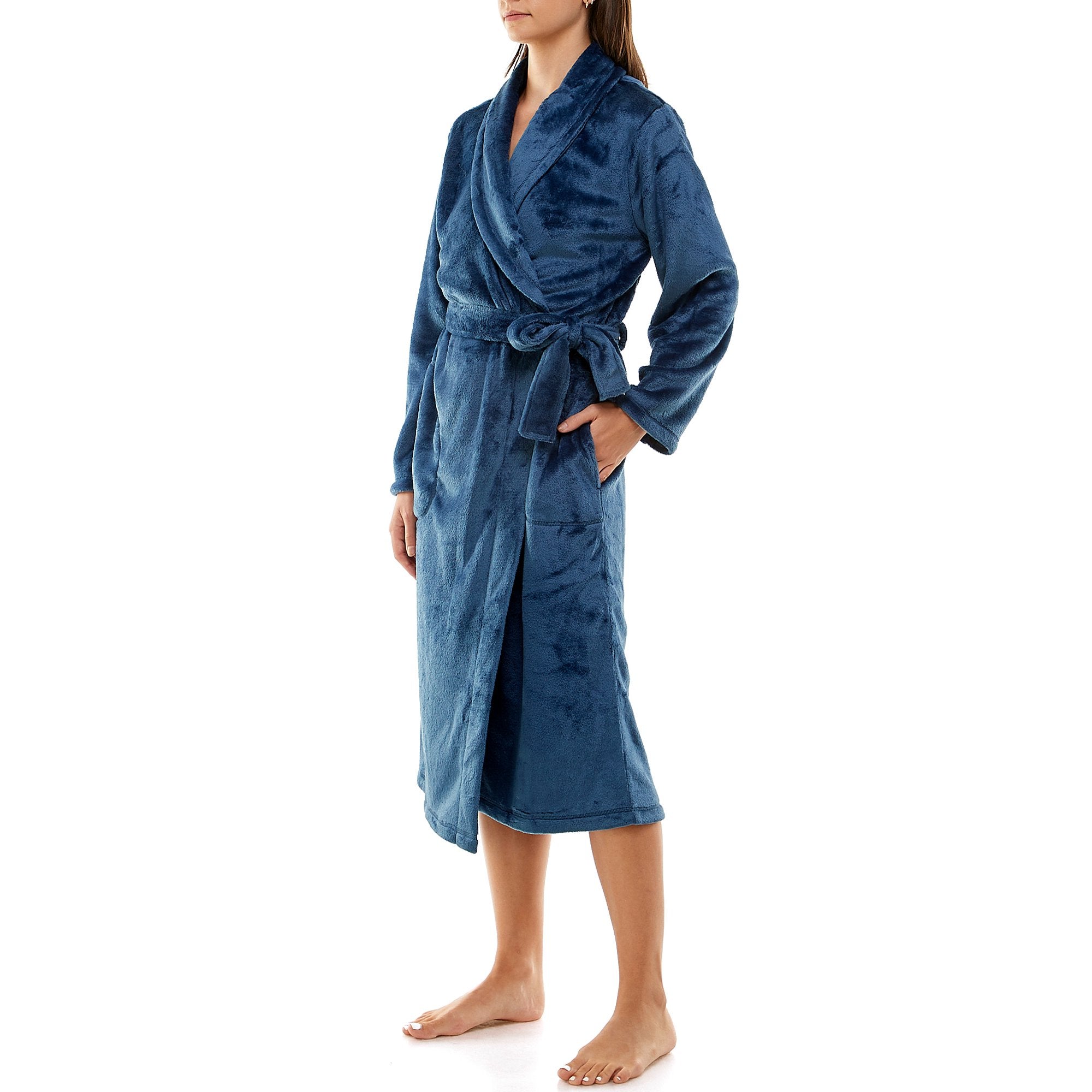 Jaclyn Intimates Womens Long Sleeve Ankle Length Shawl Collar Belted Robe