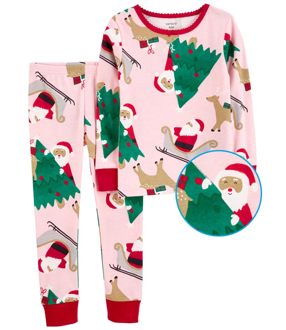 Carters Girls 0-24 Months 2-Piece Christmas 100% Snug Fit Cotton PJ Set