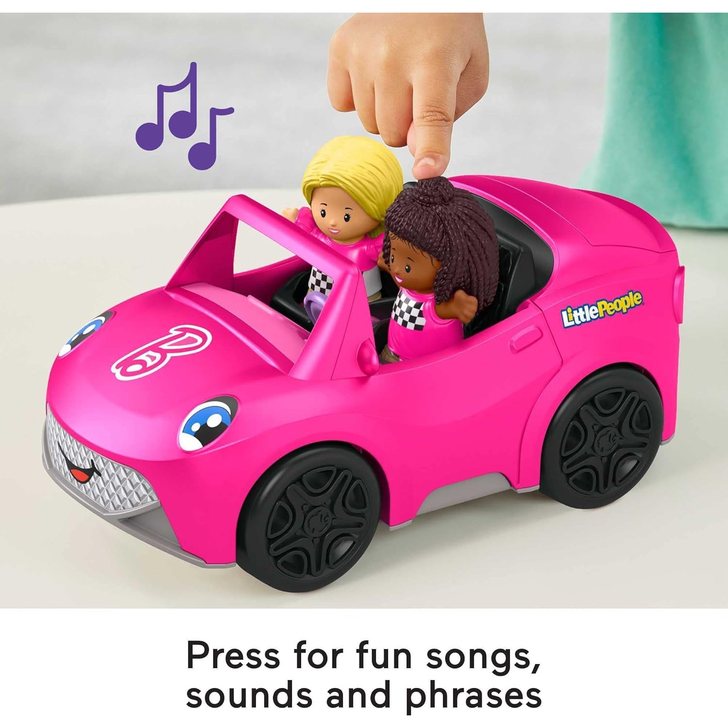 Fisher Price Little People Barbie Convertible Toy Car With Music Sounds & 2 Figures For Toddlers