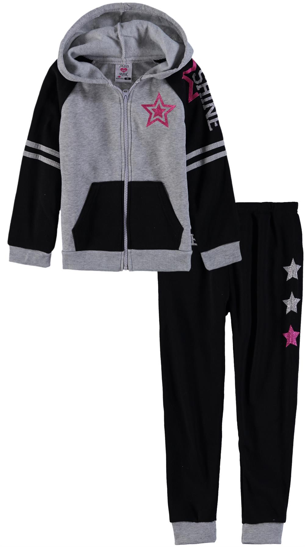 Miss Pink Girls 4-6X Shine Zip Jogger Set