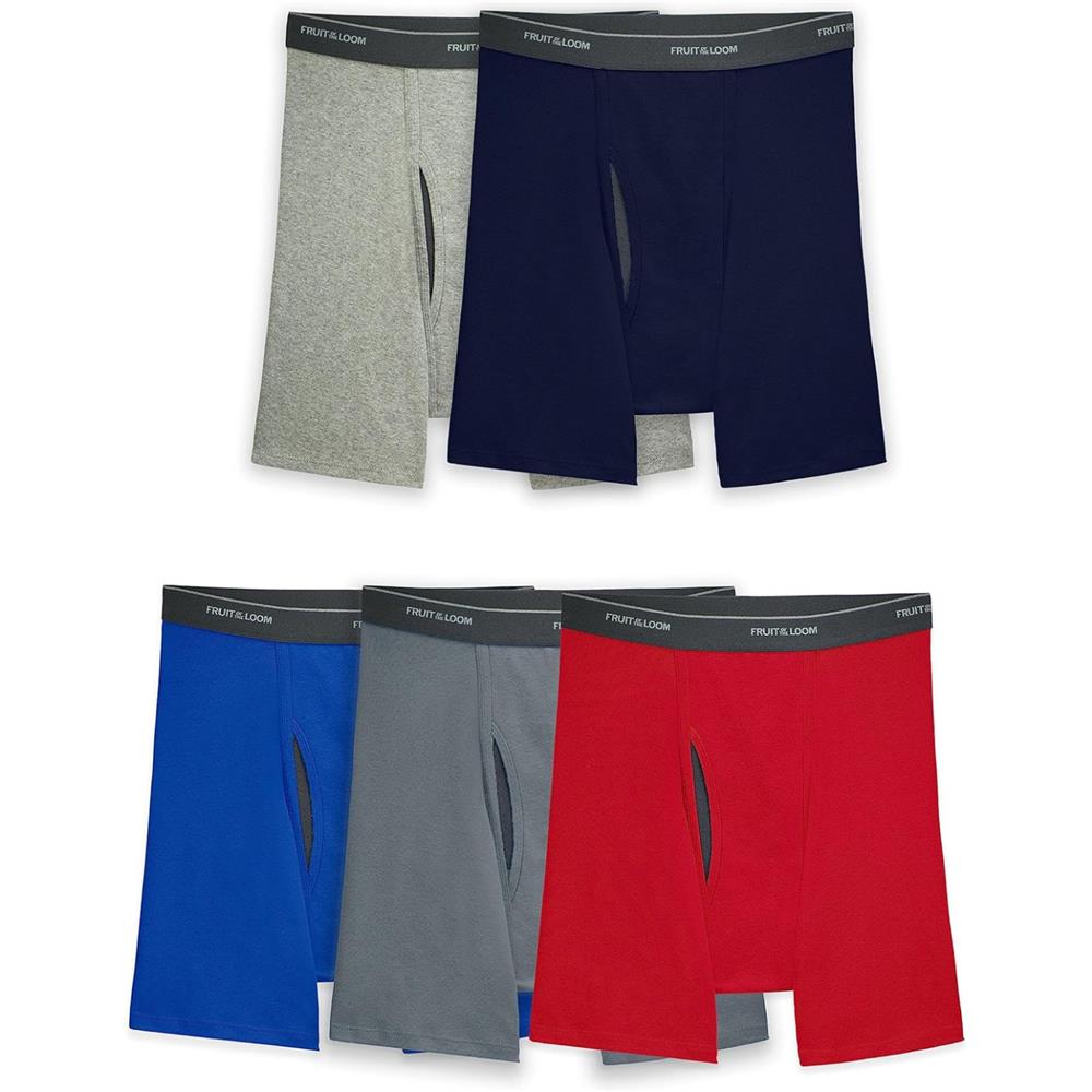 Fruit of the Loom Mens Coolzone Fly Boxer Briefs, 5-Pack (Assorted Colors)