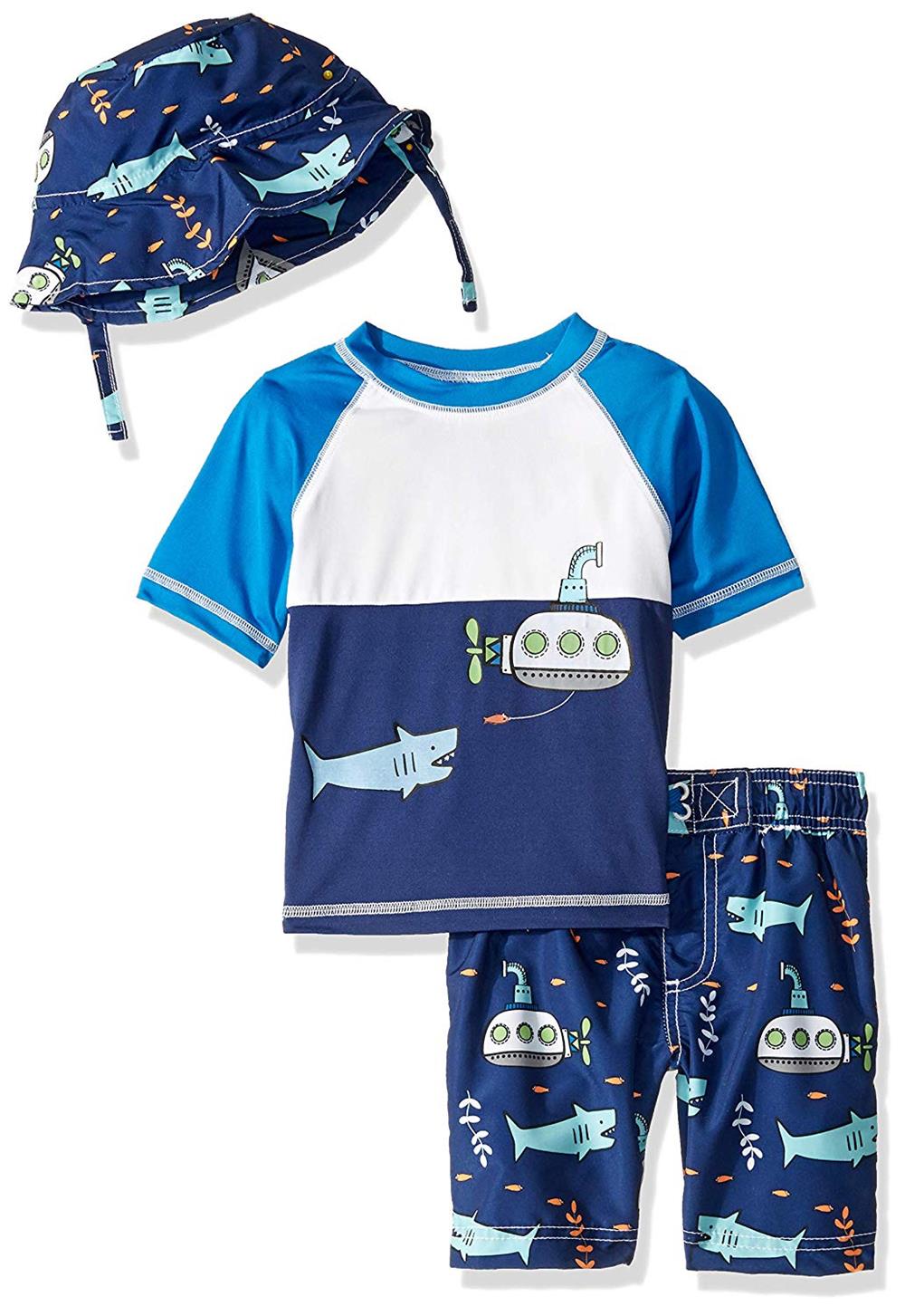 Wippette Boys 2T-4T Shark Submarine Rash Guard Swim Set