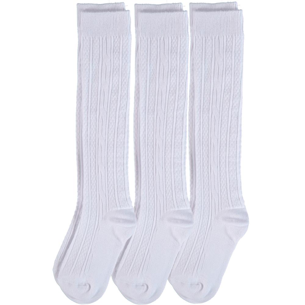 Piccolo Hosiery Girls Cable Knee High Socks 3-Pack