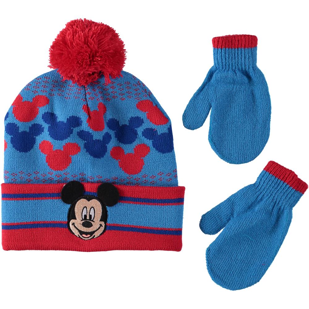 Disney Boys 2T-4T Mickey Mouse Pom Hat Mitten Set