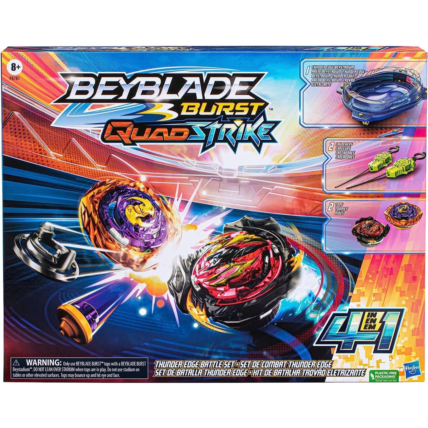 Hasbro BEYBLADE Burst QuadStrike Thunder Edge Battle Set, Battle Game Set with Beystadium, 2 Spinning Top Toys and 2 Launchers