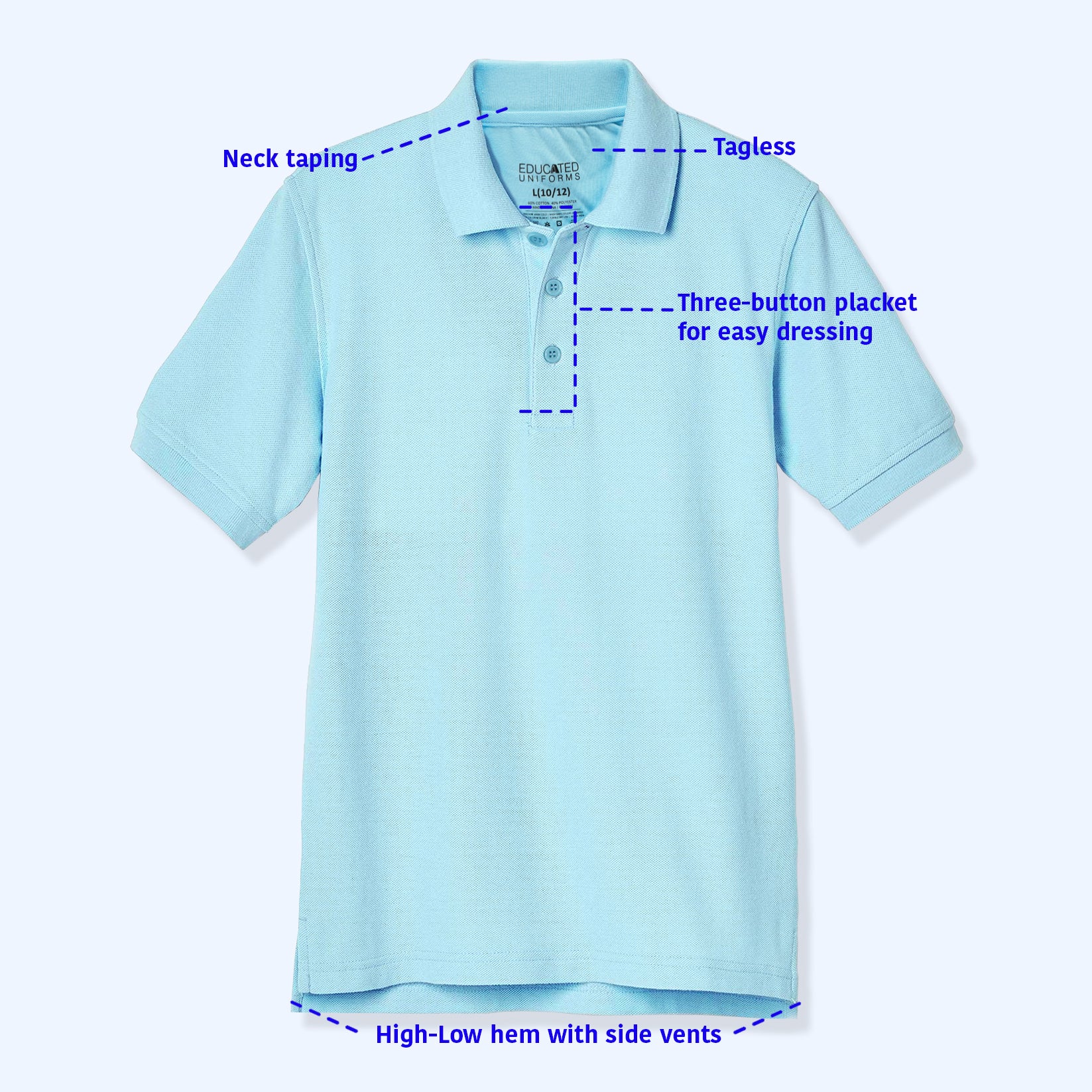 Educated Uniforms Boys 4-20 Short Sleeve Pique Polo Shirt