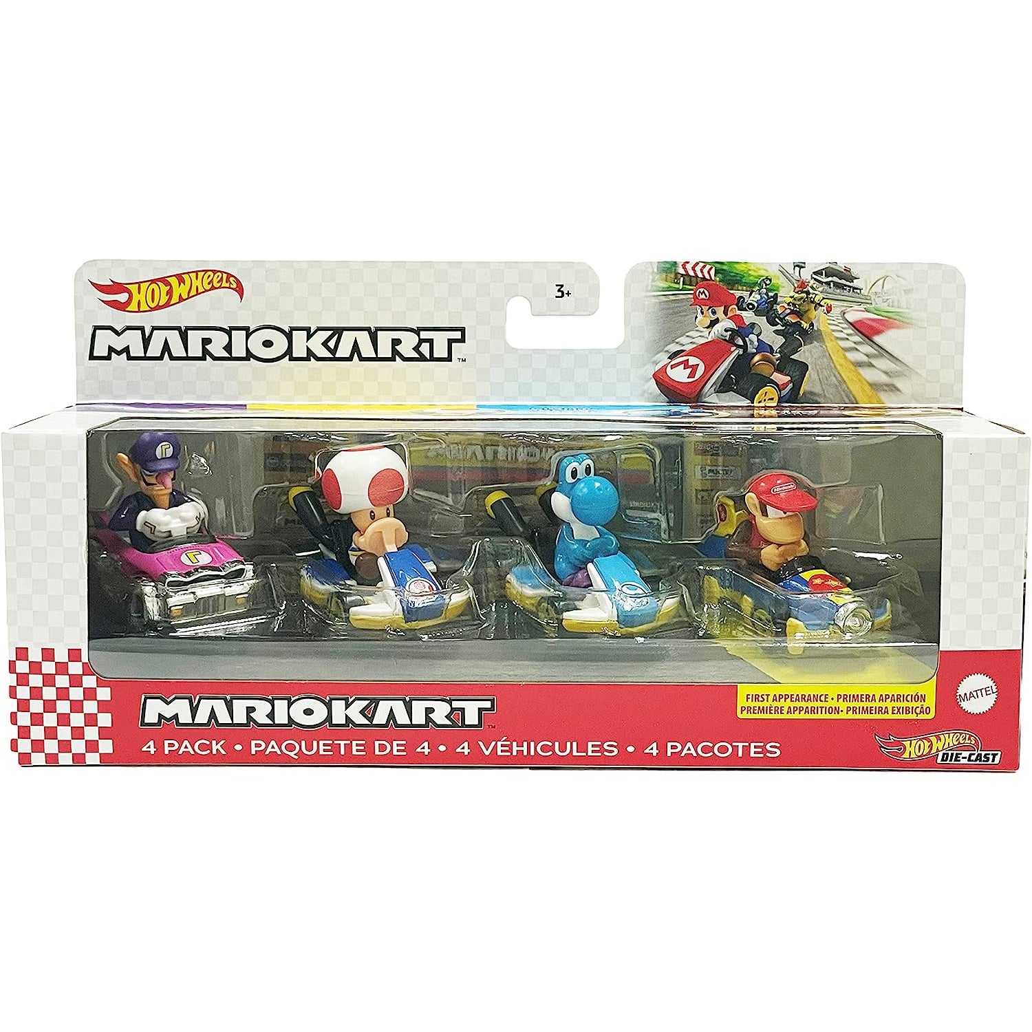 Mattel Hot Wheels Mario Kart Vehicle 4-Pack, Set of 4 Fan-Favorite Characters