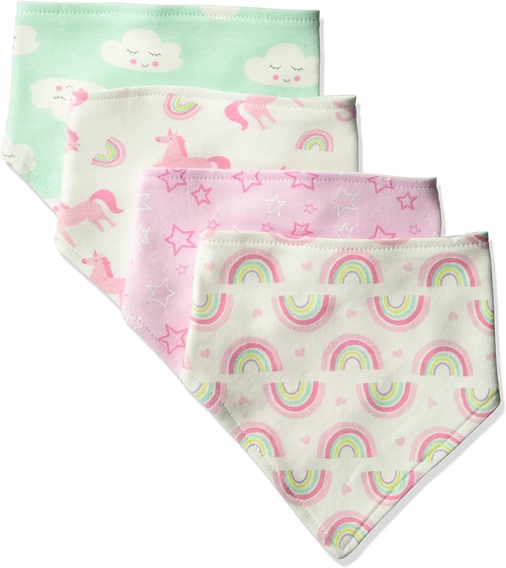 Luvable Friends Unisex Baby Cotton Bandana Bibs, Rainbow