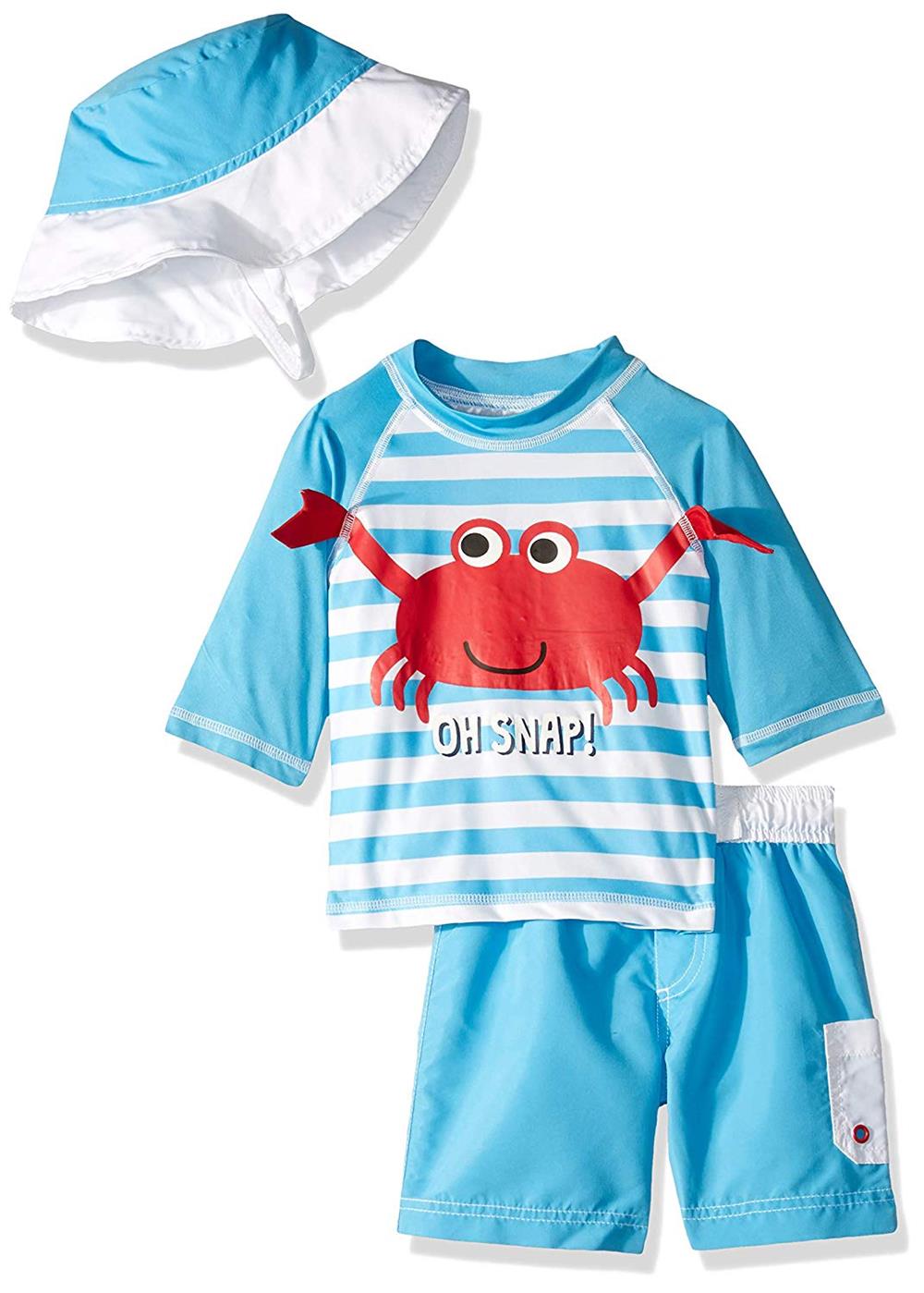 Wippette Boys 2T-4T Crab Rash Guard Swim Set