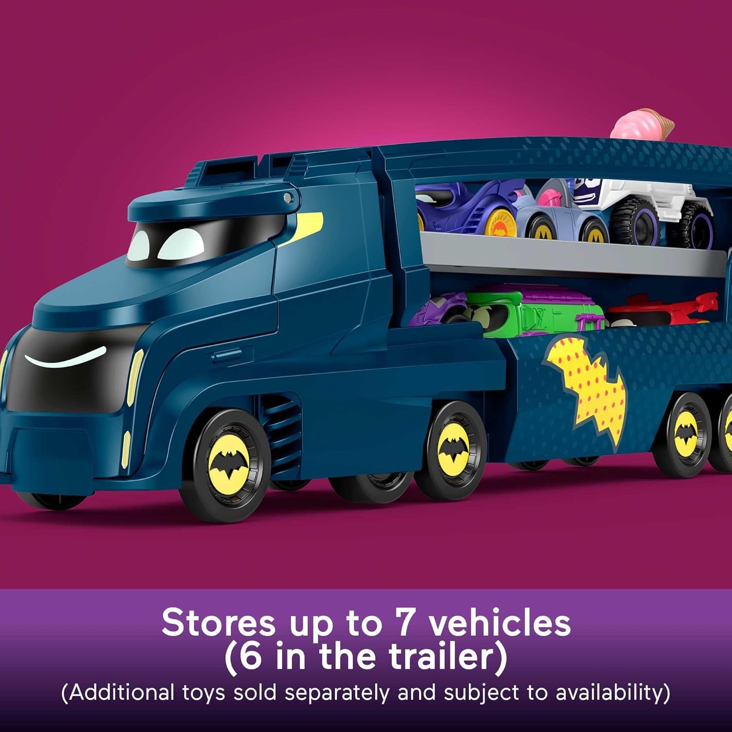 Fisher-Price DC Batwheels Toy Hauler And Car, Bat-Big Rig With Ramp And Vehicle Storage