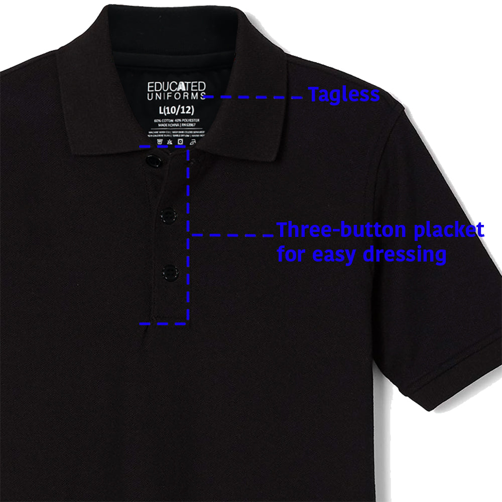 Educated Uniforms Boys 4-20 Short Sleeve Pique Polo Shirt